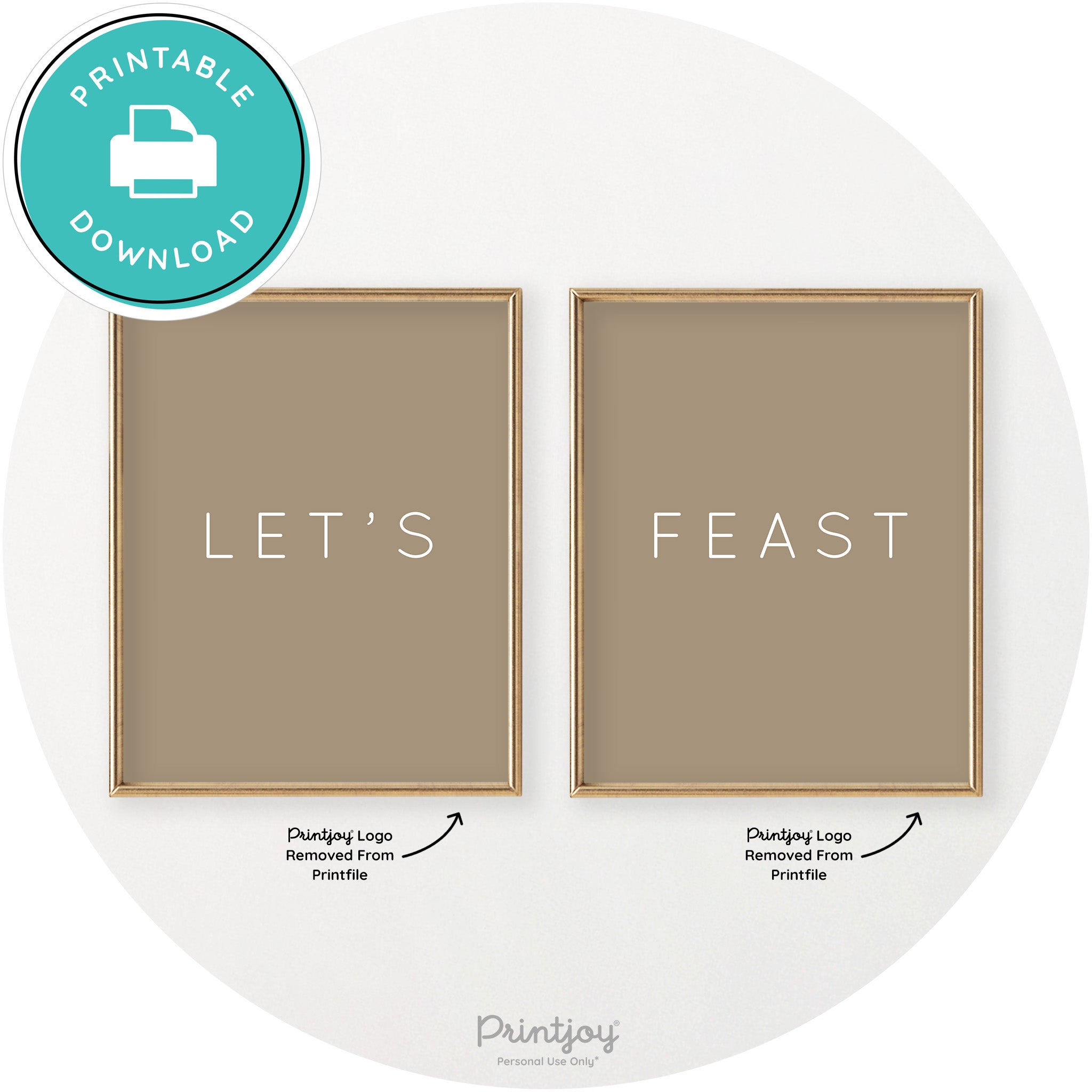 Let's Feast Set Of 2 Thanksgiving Chic Wall Art Decor Free Printable - Printjoy