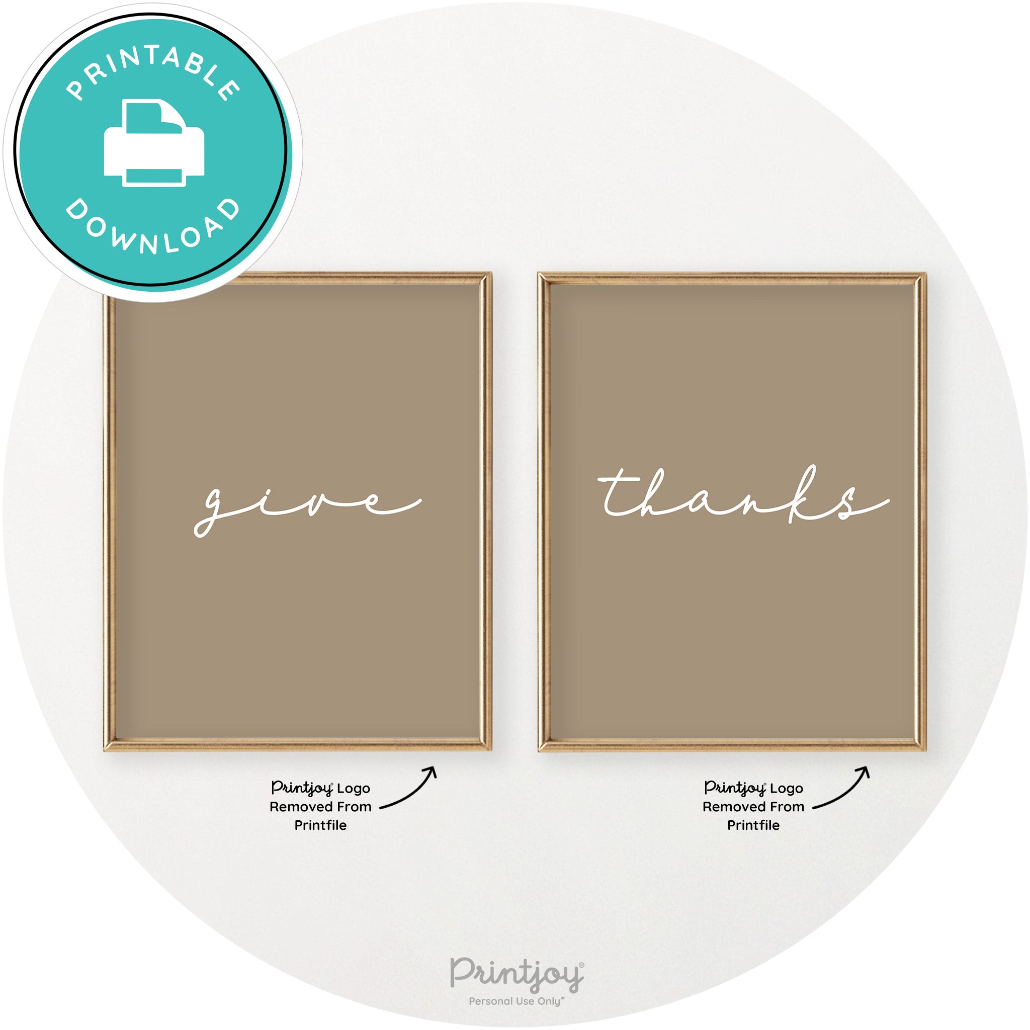Give Thanks Set Of 2 Thanksgiving Chic Wall Art Decor Free Printable - Printjoy