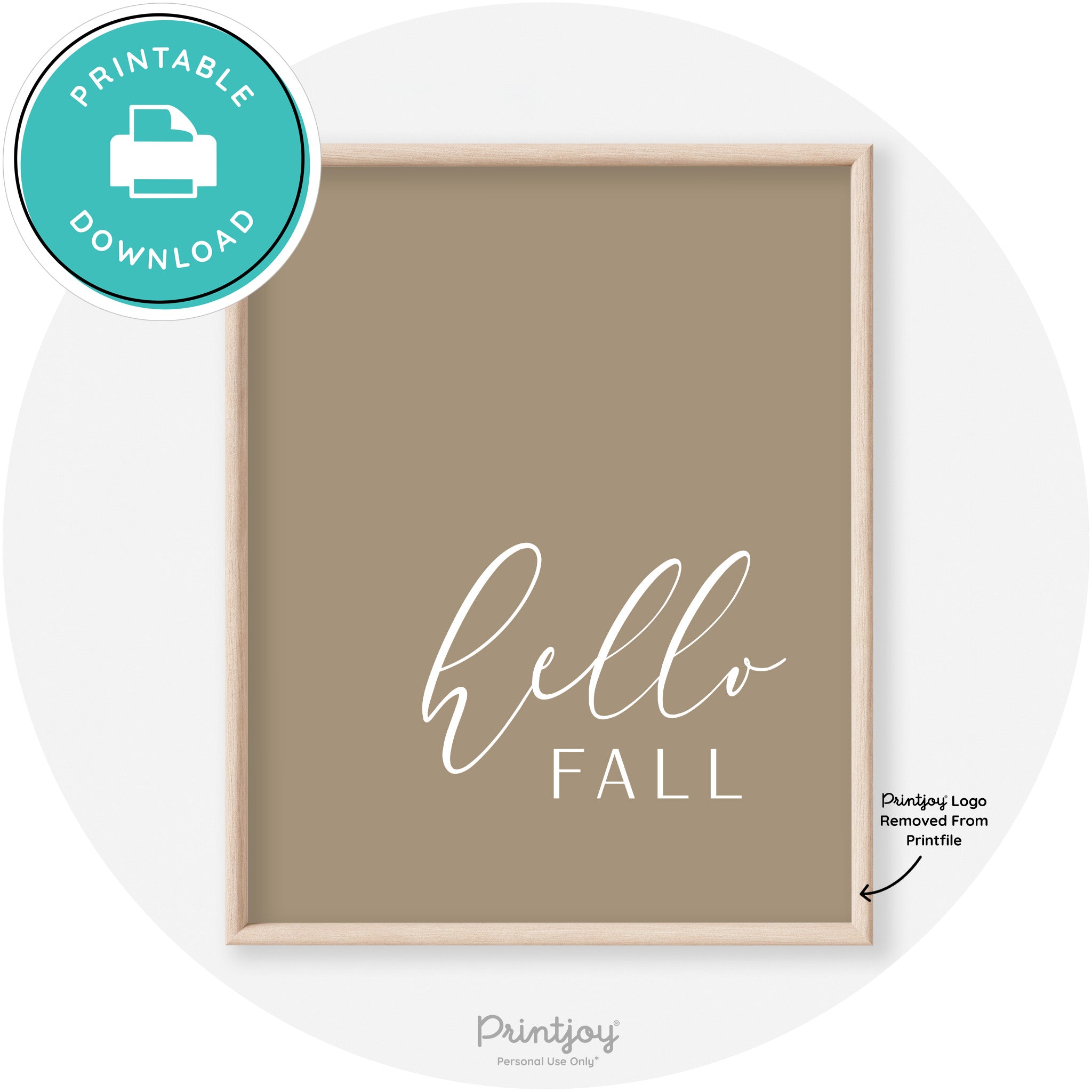 Hello Fall Cursive Modern Transitional Fall Wall Art Decor Free Printable - Printjoy