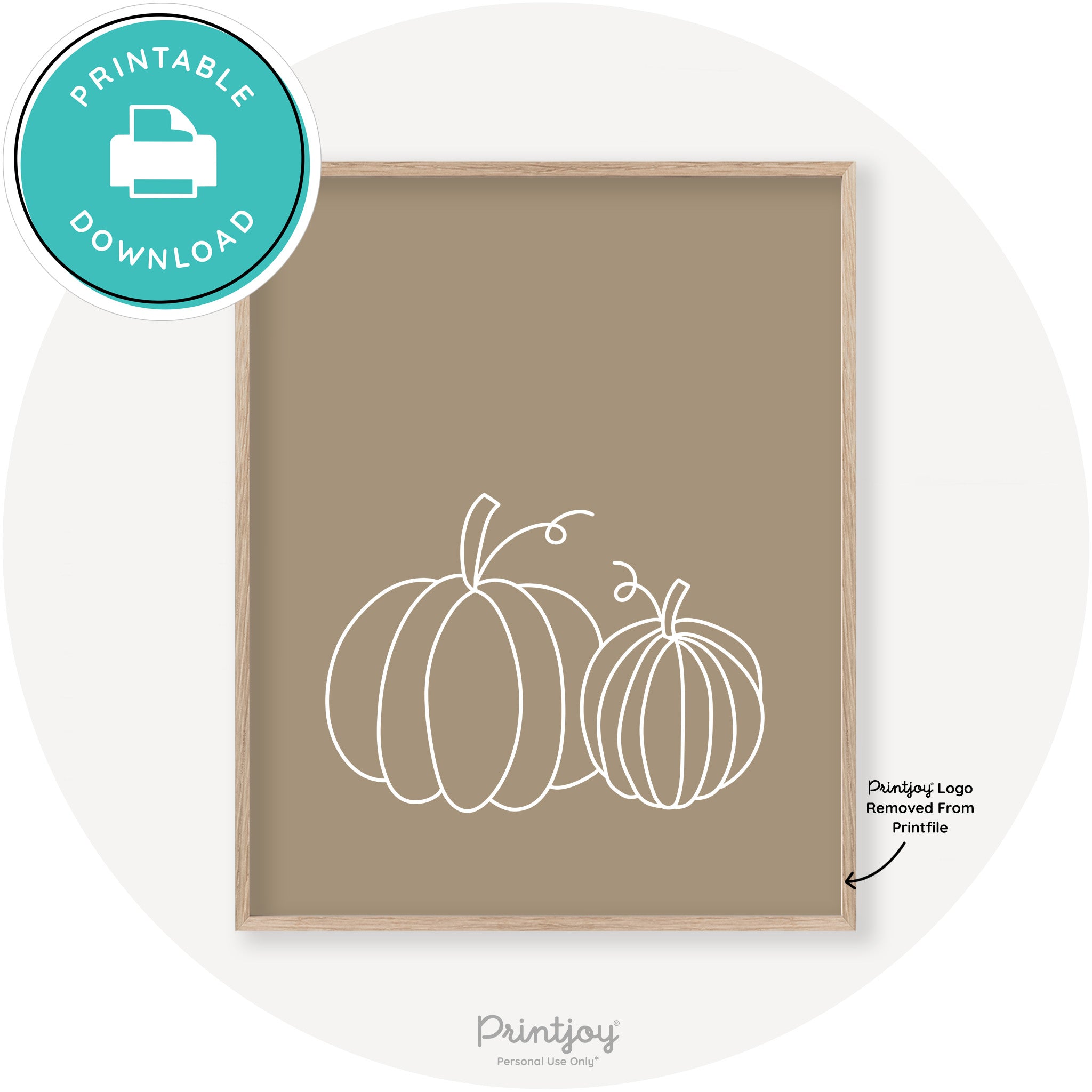 Pumpkin Pair Line Art Cute Fall Modern Chic Wall Art Printable - Printjoy