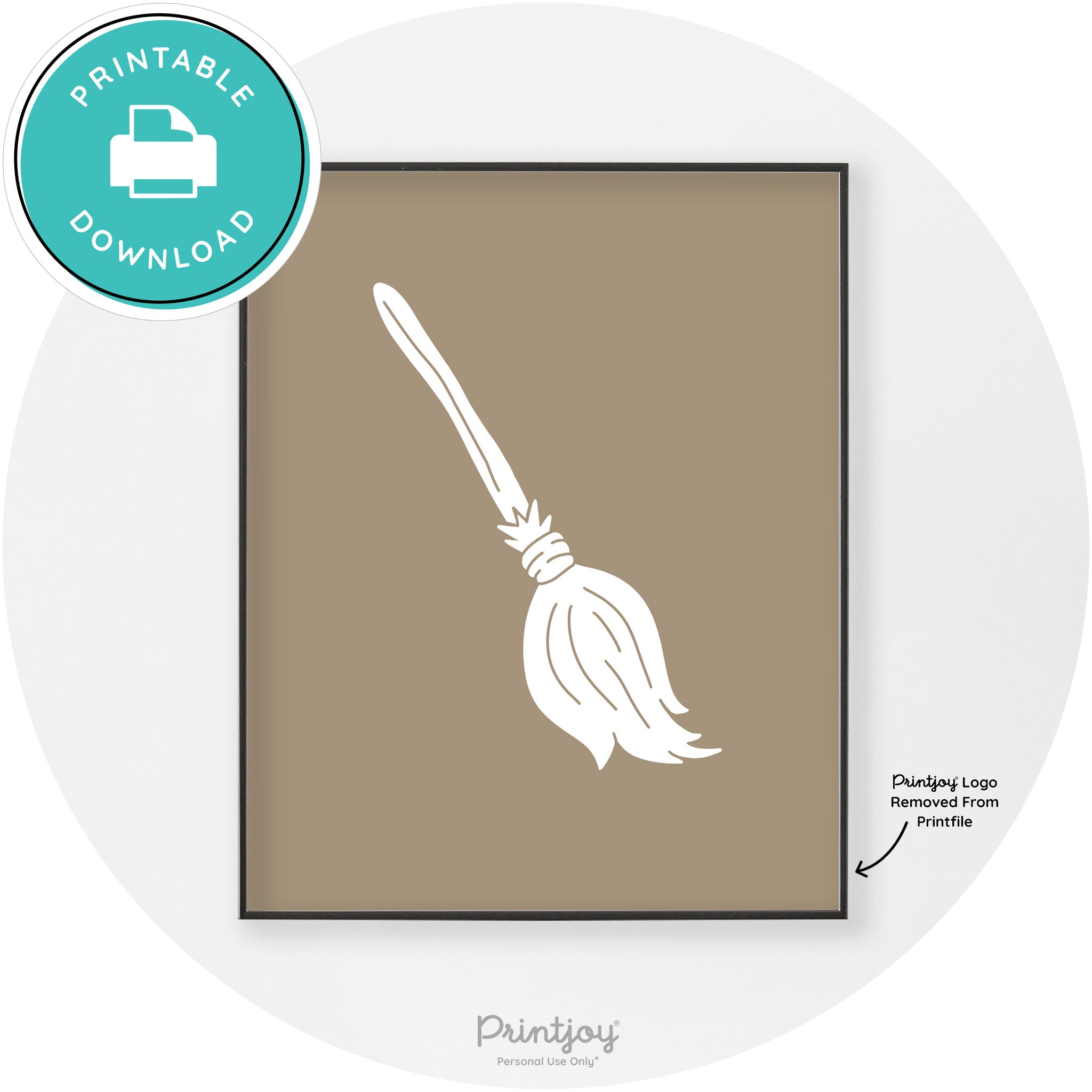 Witches Broom Halloween Cute Modern Chic Wall Art Free Printable - Printjoy