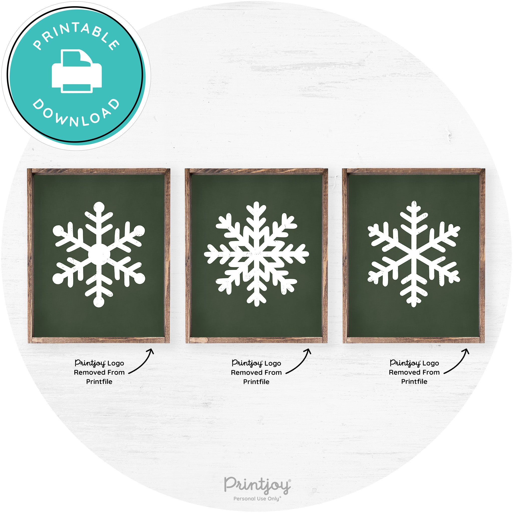 Snowflake Silhouettes Set Of 3 Christmas Farmhouse Art Free Printable - Printjoy