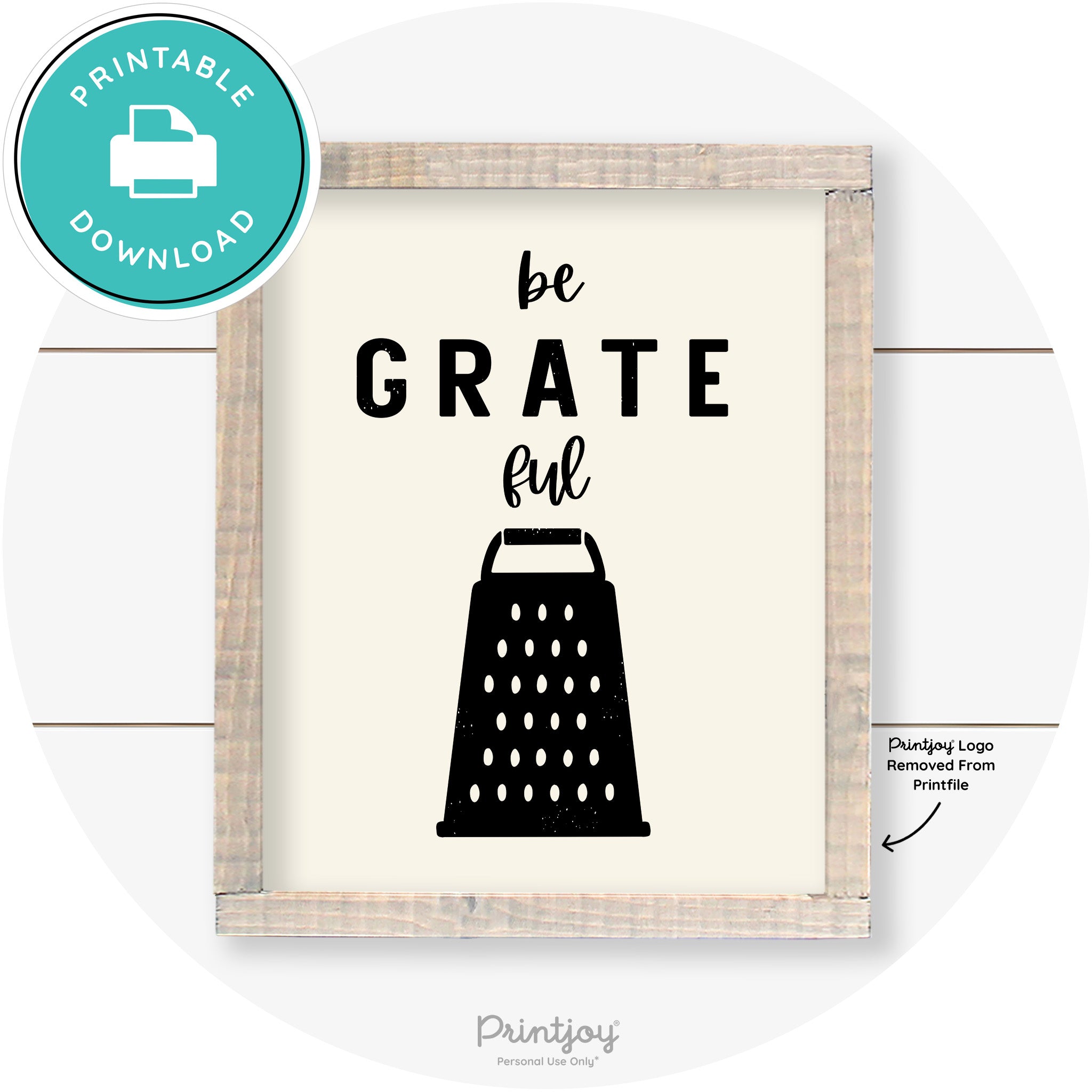 Be Grateful Cheese Grater Farmhouse Kitchen Wall Art Free Printable - Printjoy