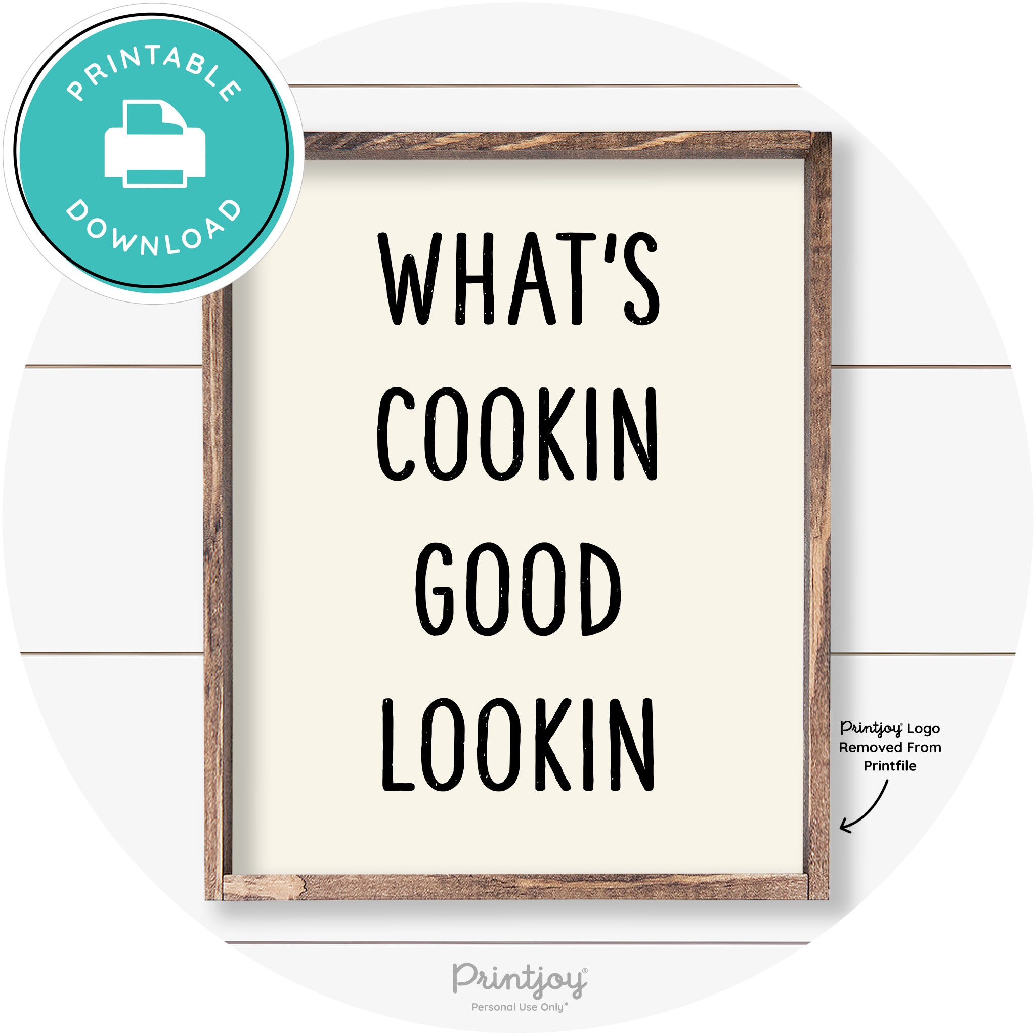 What's Cookin Good Lookin Farmhouse Kitchen Wall Art Free Printable - Printjoy