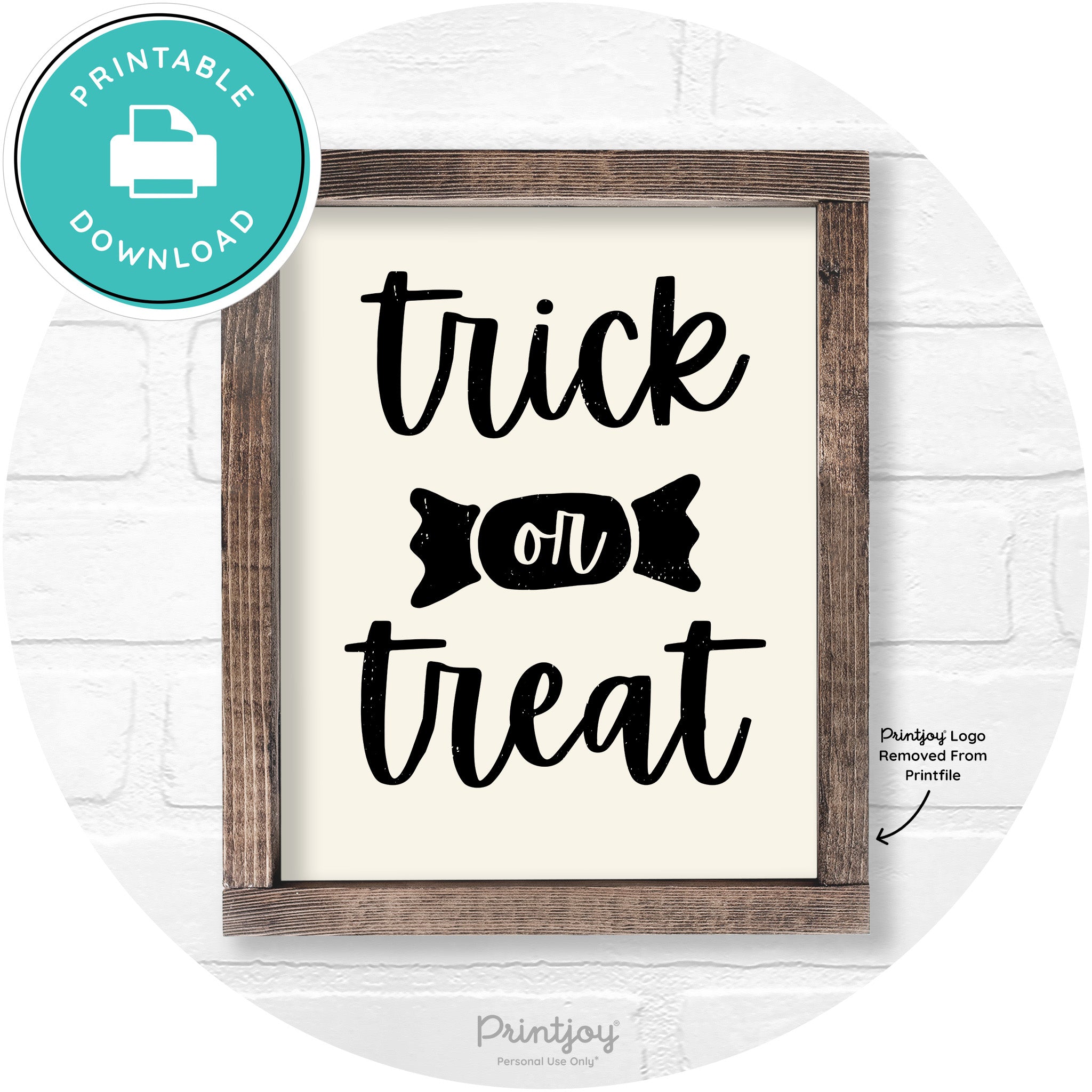Trick Or Treat Halloween Rustic Farmhouse Wall Art Free Printable - Printjoy