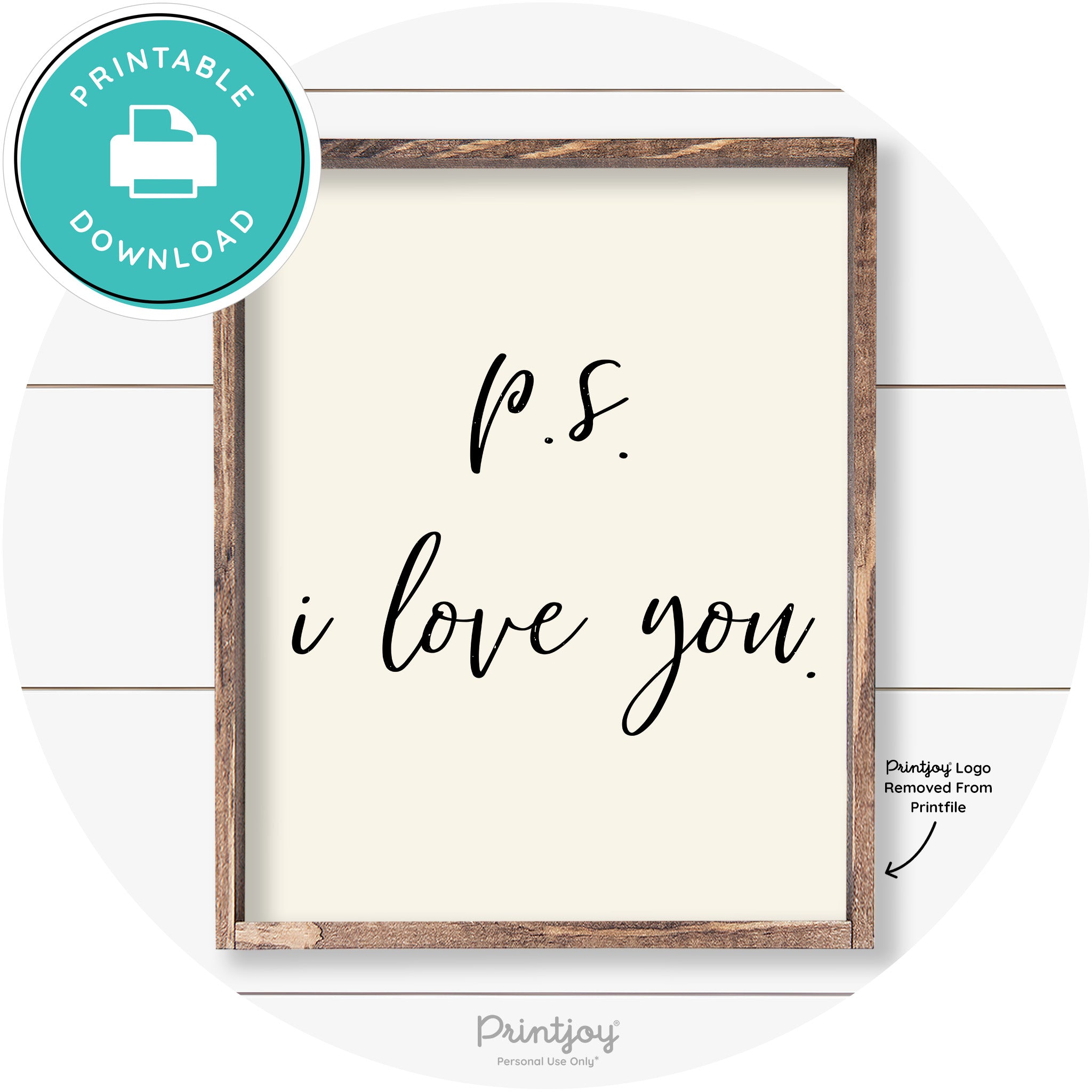P.S. I Love You Cute Couples Farmhouse Wall Art Decor Free Printable - Printjoy
