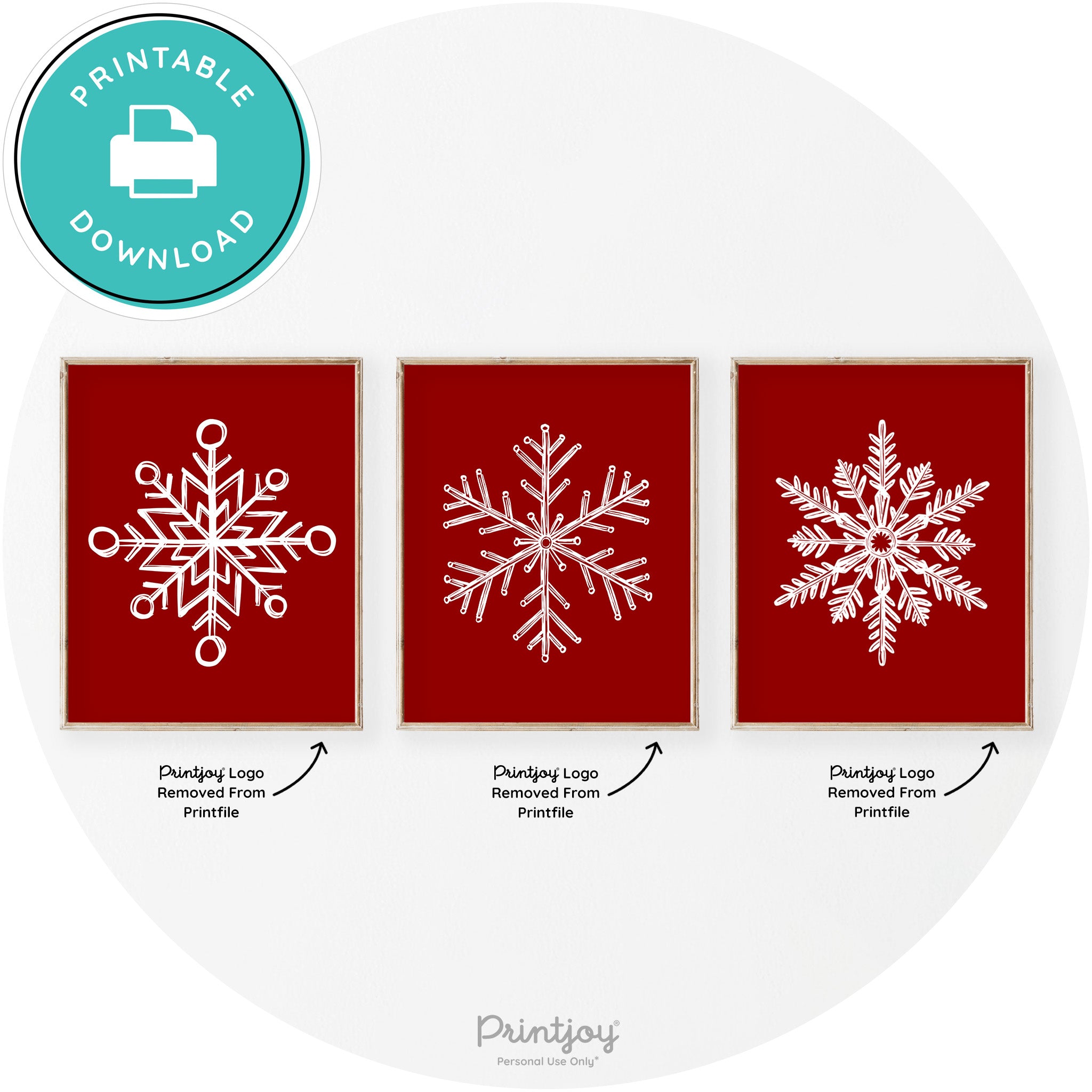 Snowflakes Set Of 3 Christmas Transitional Wall Art Decor Free Printable