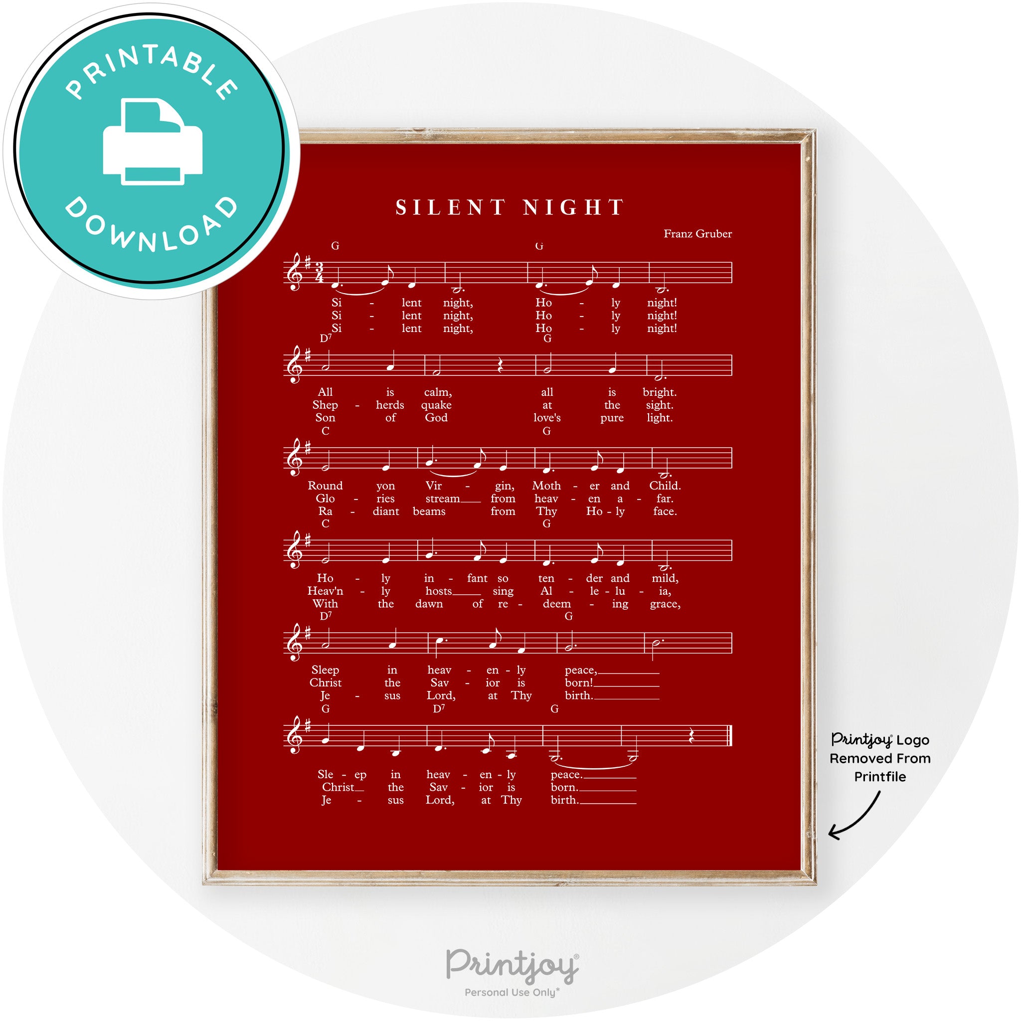 Silent Night Sheet Music Christmas Transitional Art Decor Free Printable