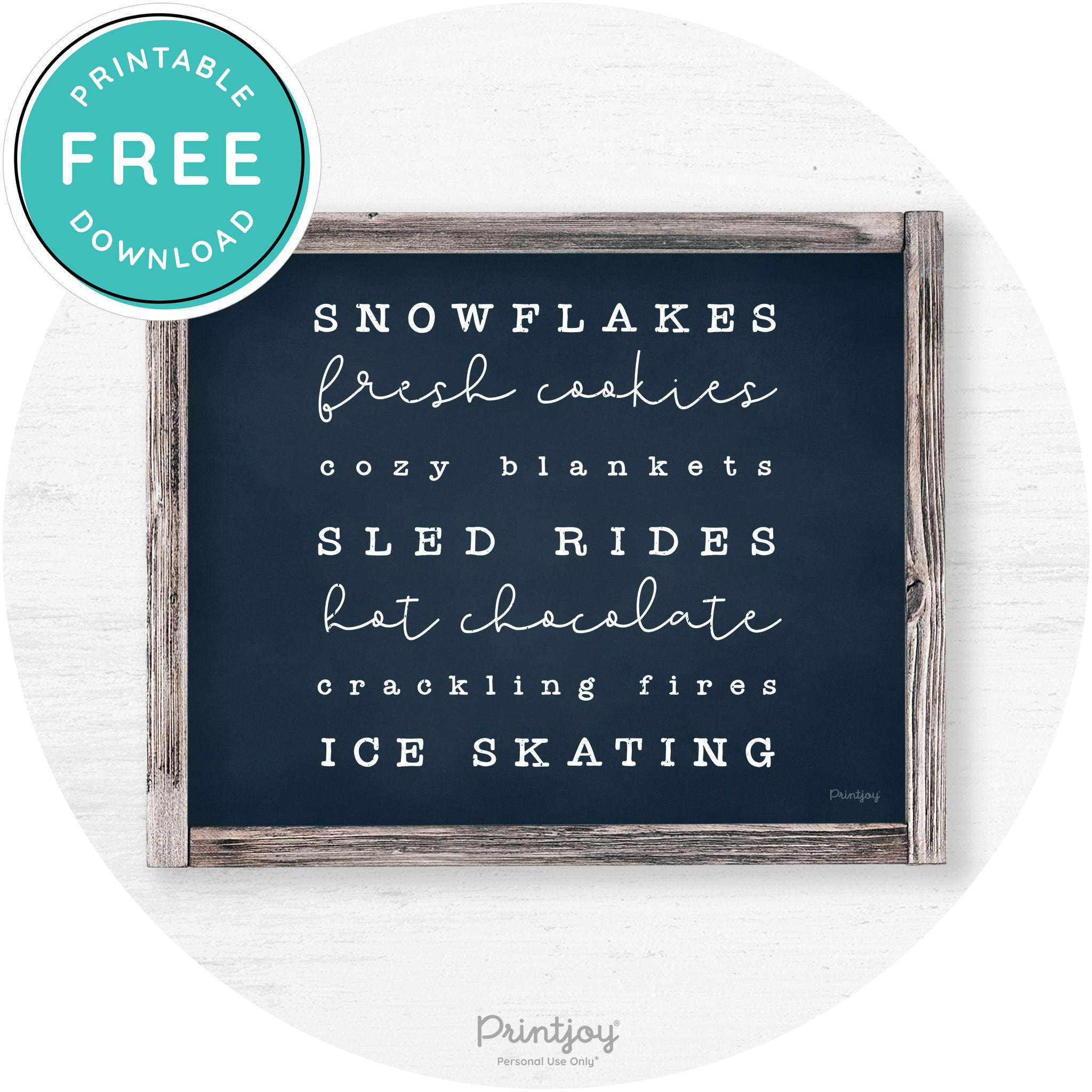 Winter Favorite Things Rustic Farmhouse Wall Art Decor Free Printable - Printjoy