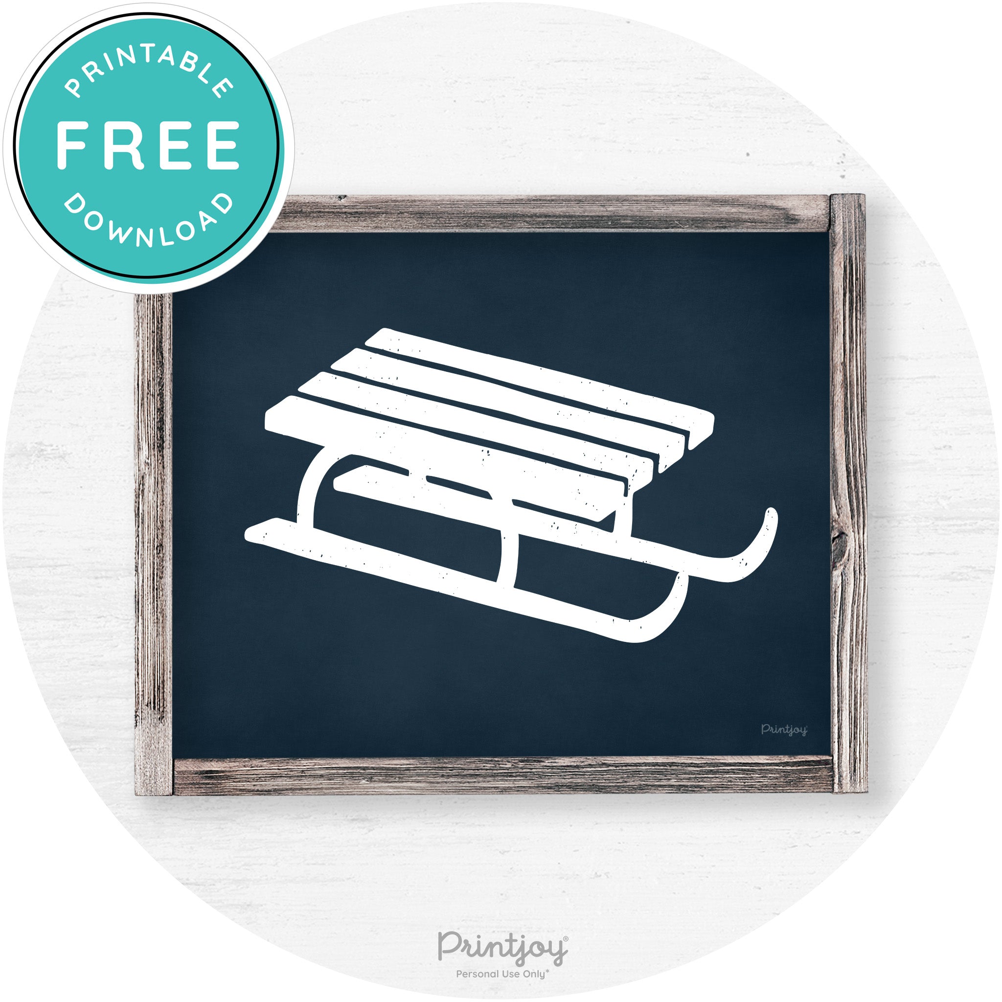 Winter Old Fashioned Sled Rustic Farmhouse Wall Art Free Printable - Printjoy