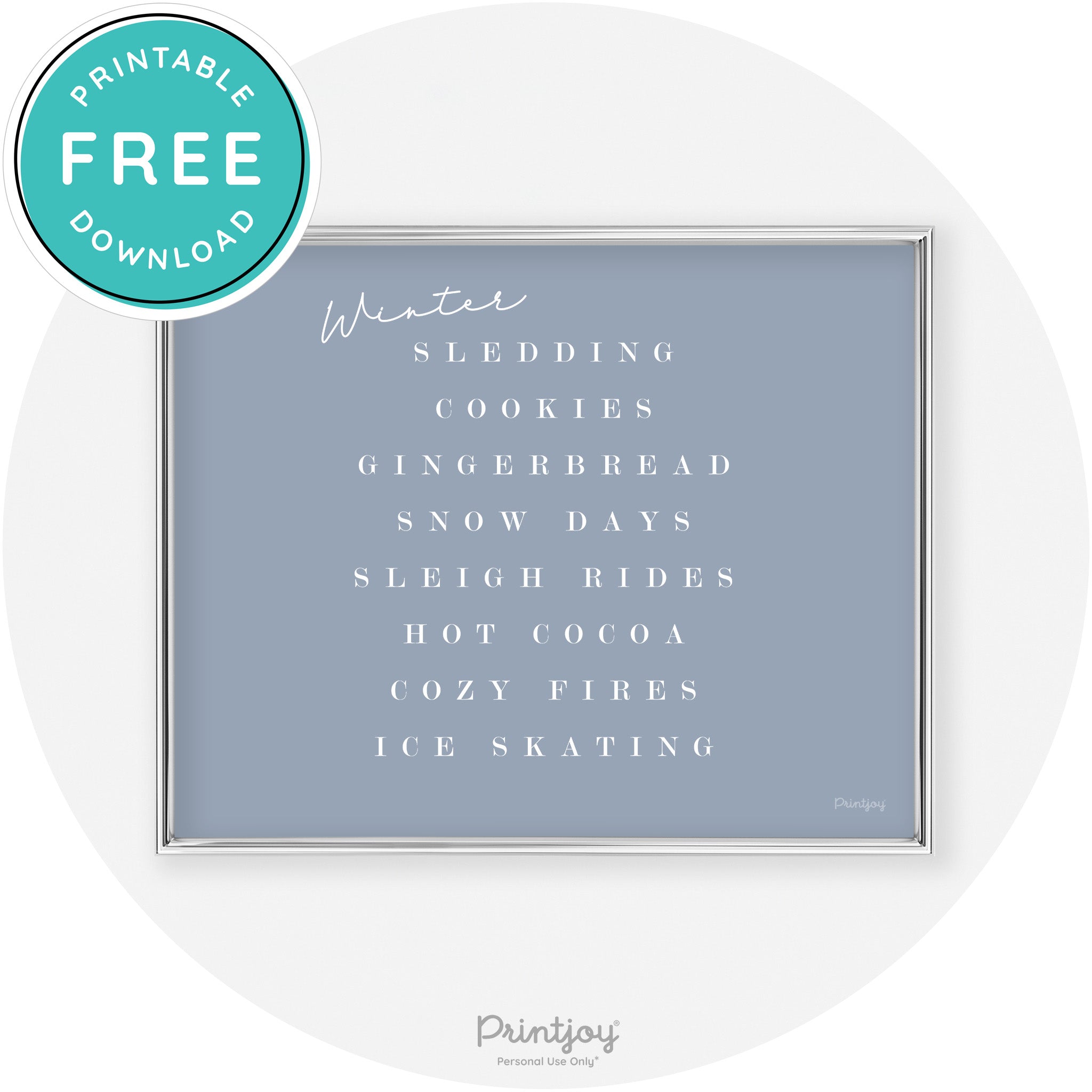 Winter Favorite Things Modern Chic Wall Art Decor Free Printable - Printjoy