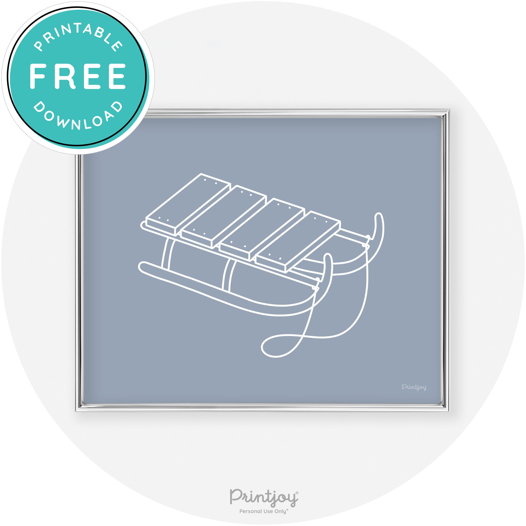 Sled Line Art Cute Simple Winter Chic Wall Art Decor Free Printable - Printjoy