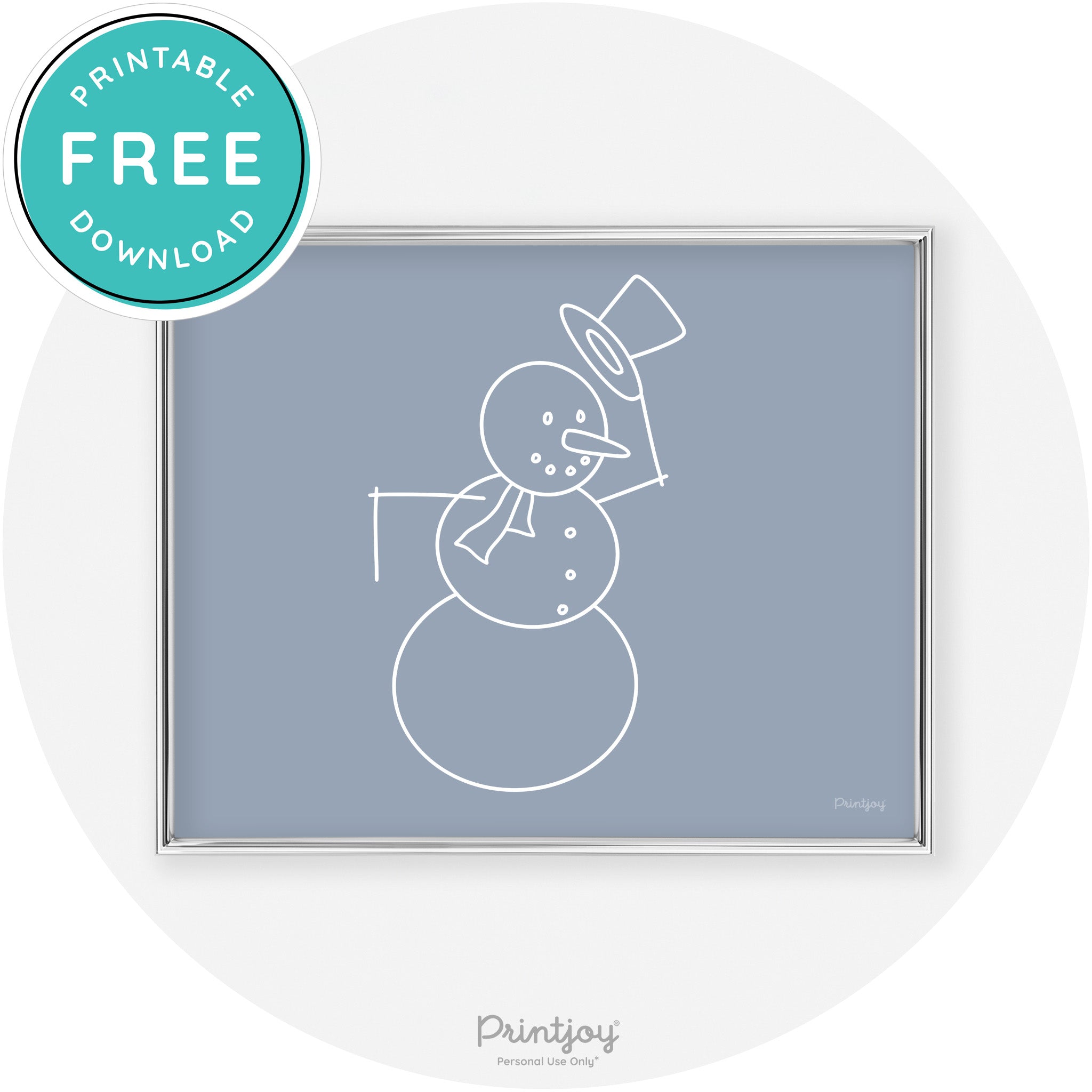 Snowman Line Art Cute Winter Modern Chic Wall Art Free Printable - Printjoy