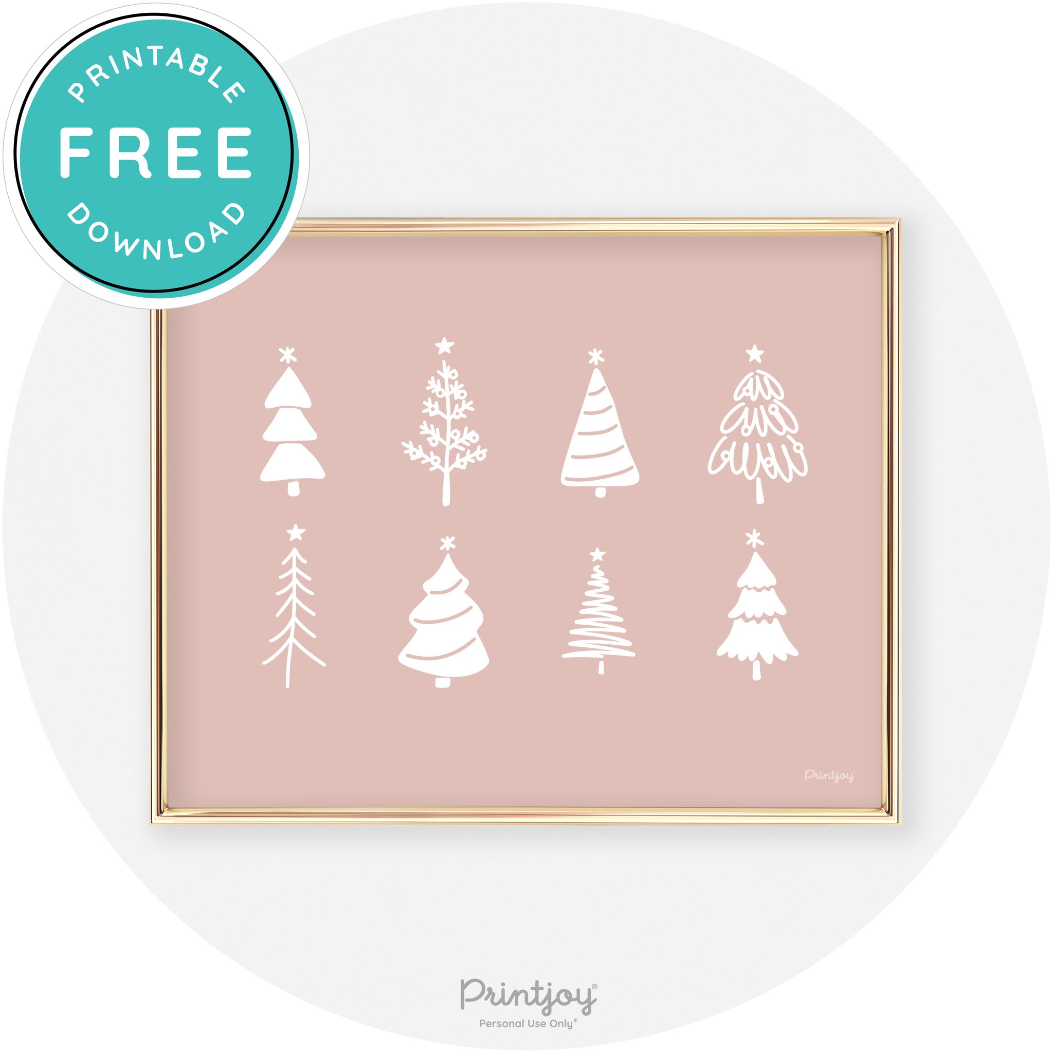 Christmas Trees Cute Modern Chic Wall Art Decor Free Printable - Printjoy