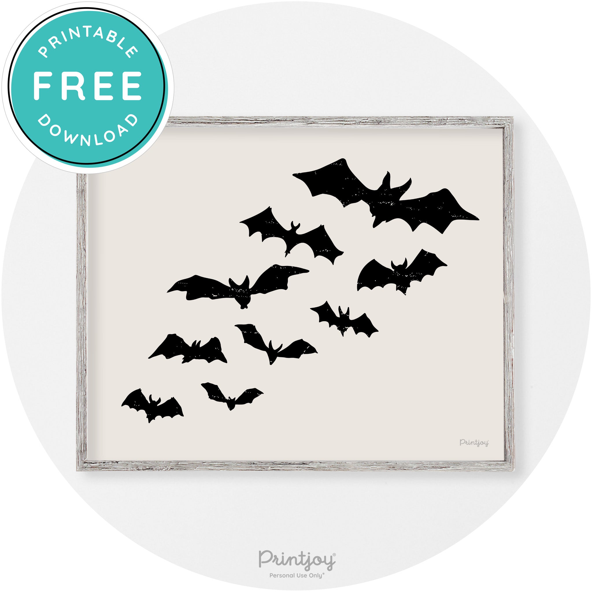 Halloween Bats Silhouette Modern Vintage Wall Art Free Printable - Printjoy