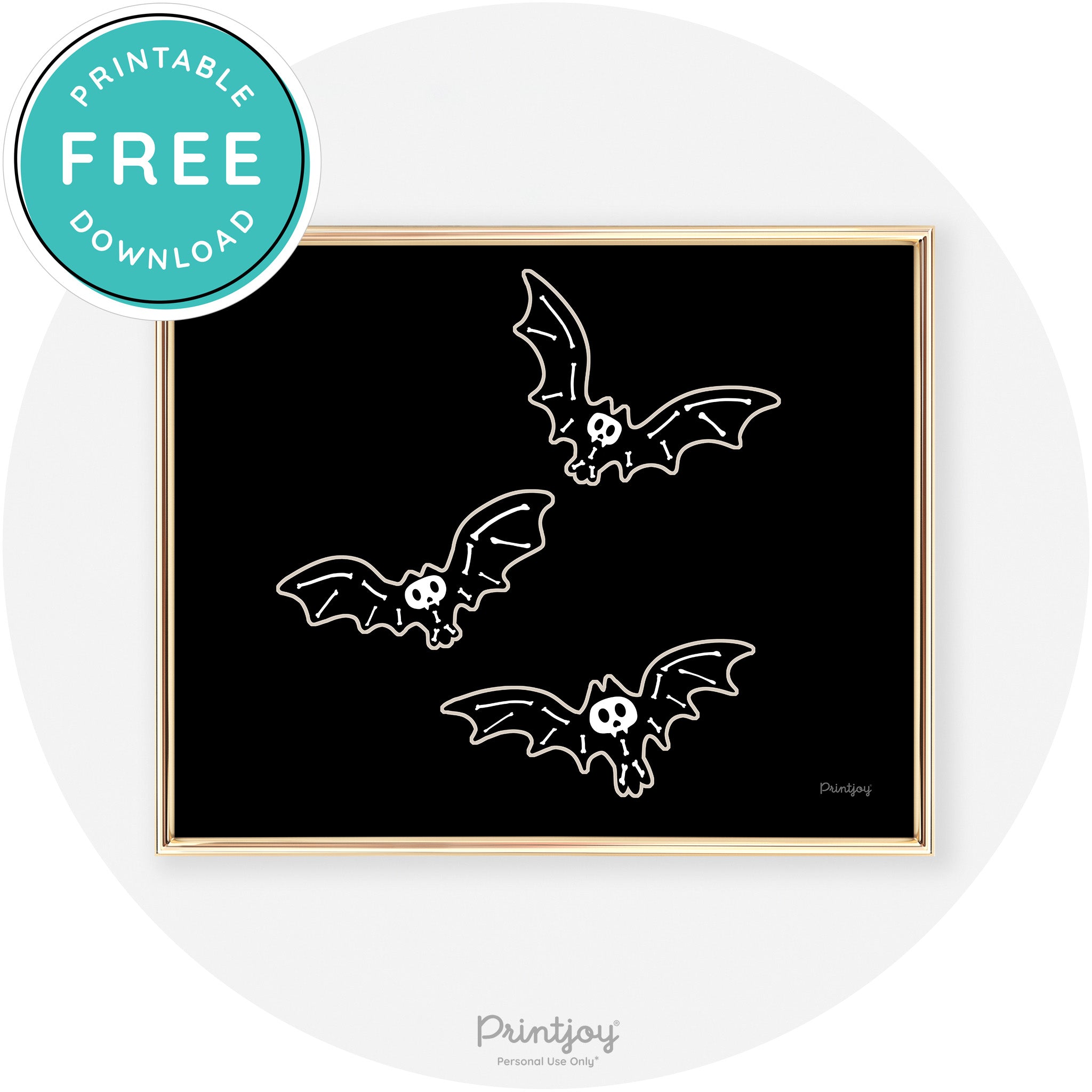 Skeleton Bats Spooky Fun Cute Chic Halloween Wall Art Free Printable - Printjoy