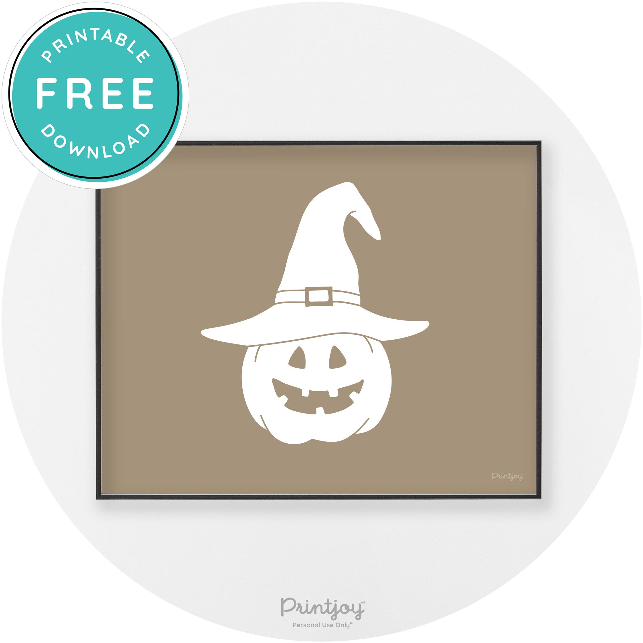 Halloween Cute Witch Jack O Lantern Chic Wall Art Printable - Printjoy