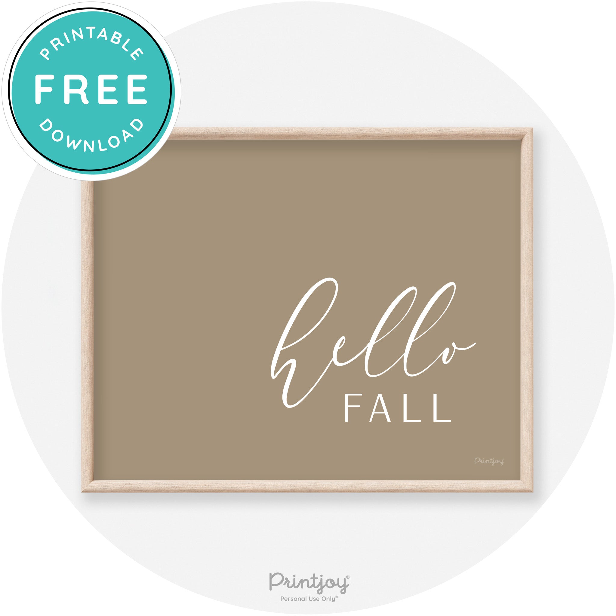 Hello Fall Cursive Modern Transitional Fall Wall Art Decor Free Printable - Printjoy