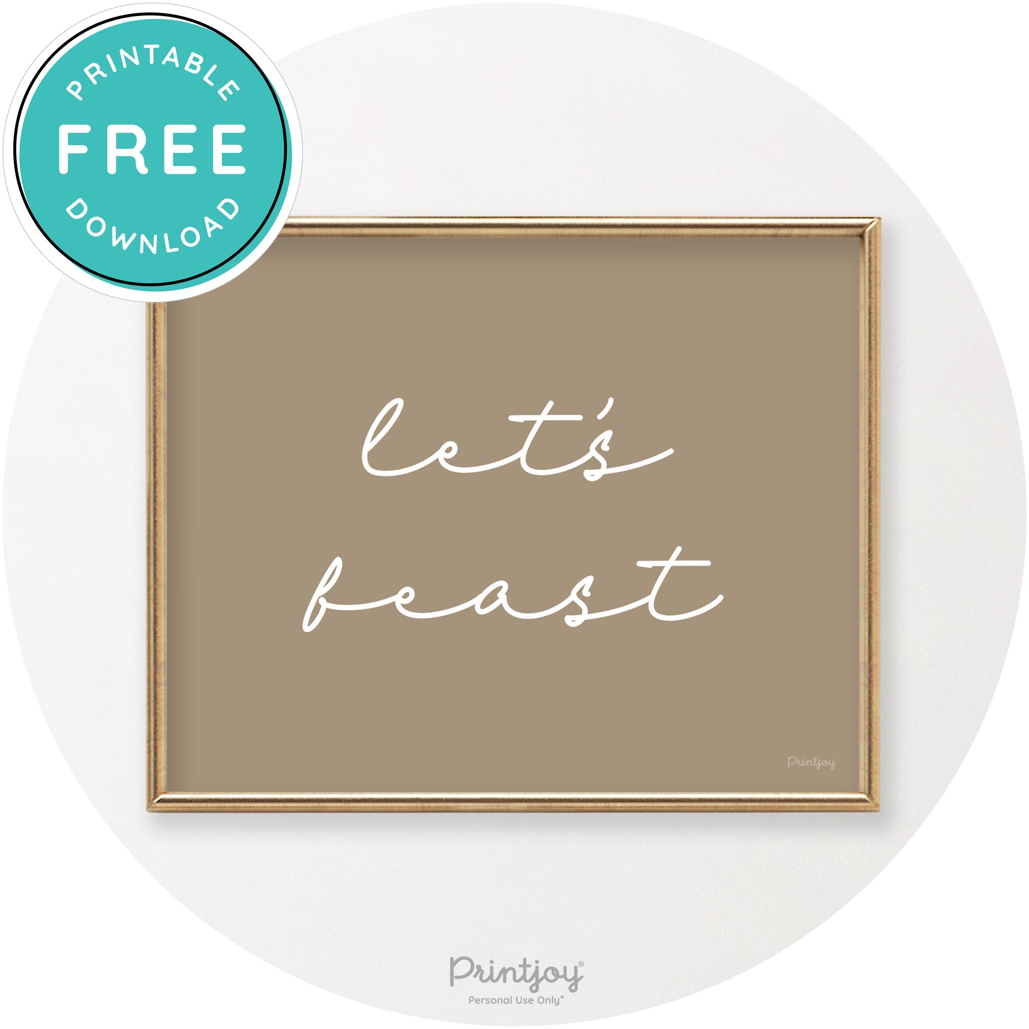 Let's Feast Cute Thanksgiving Modern Chic Wall Art Printable - Printjoy