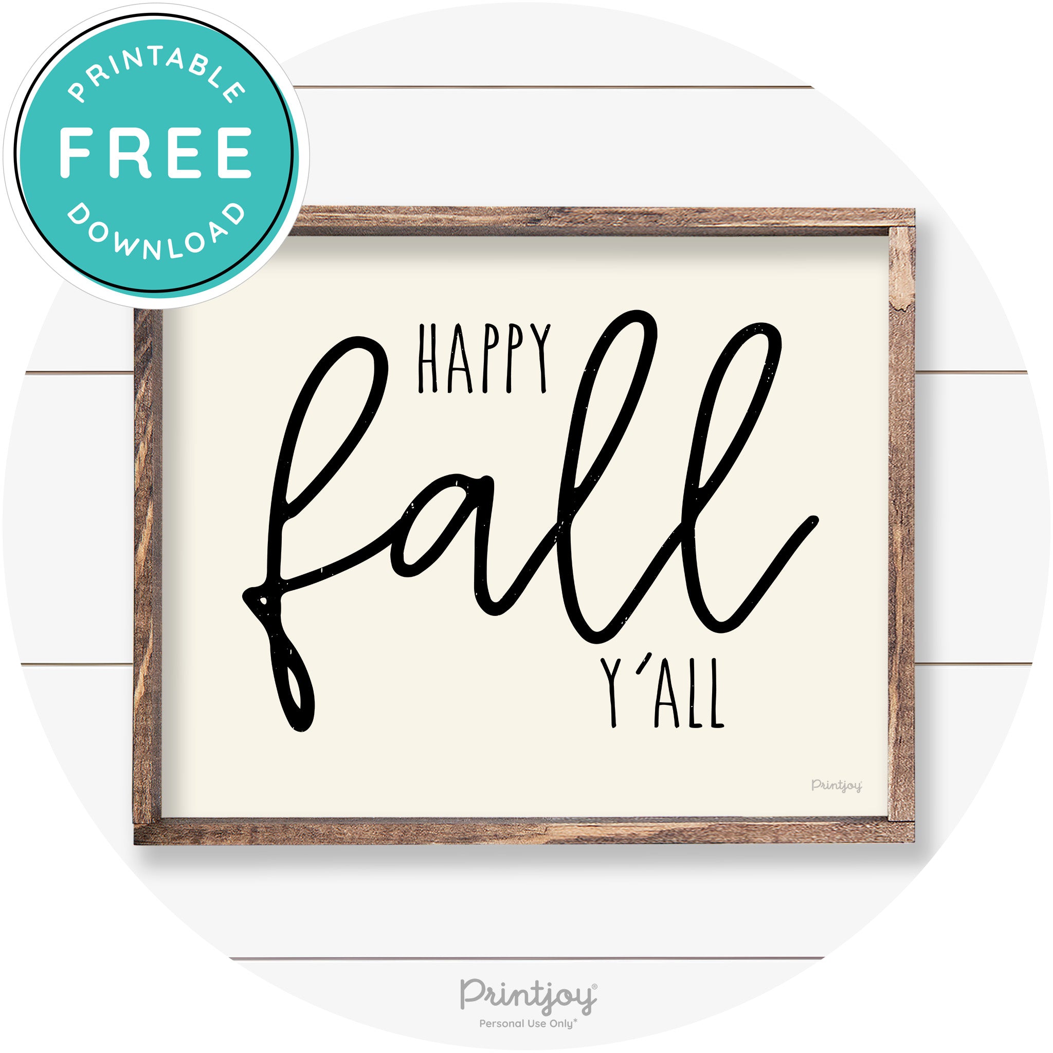 Happy Fall Y'all Cute Farmhouse Autumn Wall Art Decor Free Printable - Printjoy
