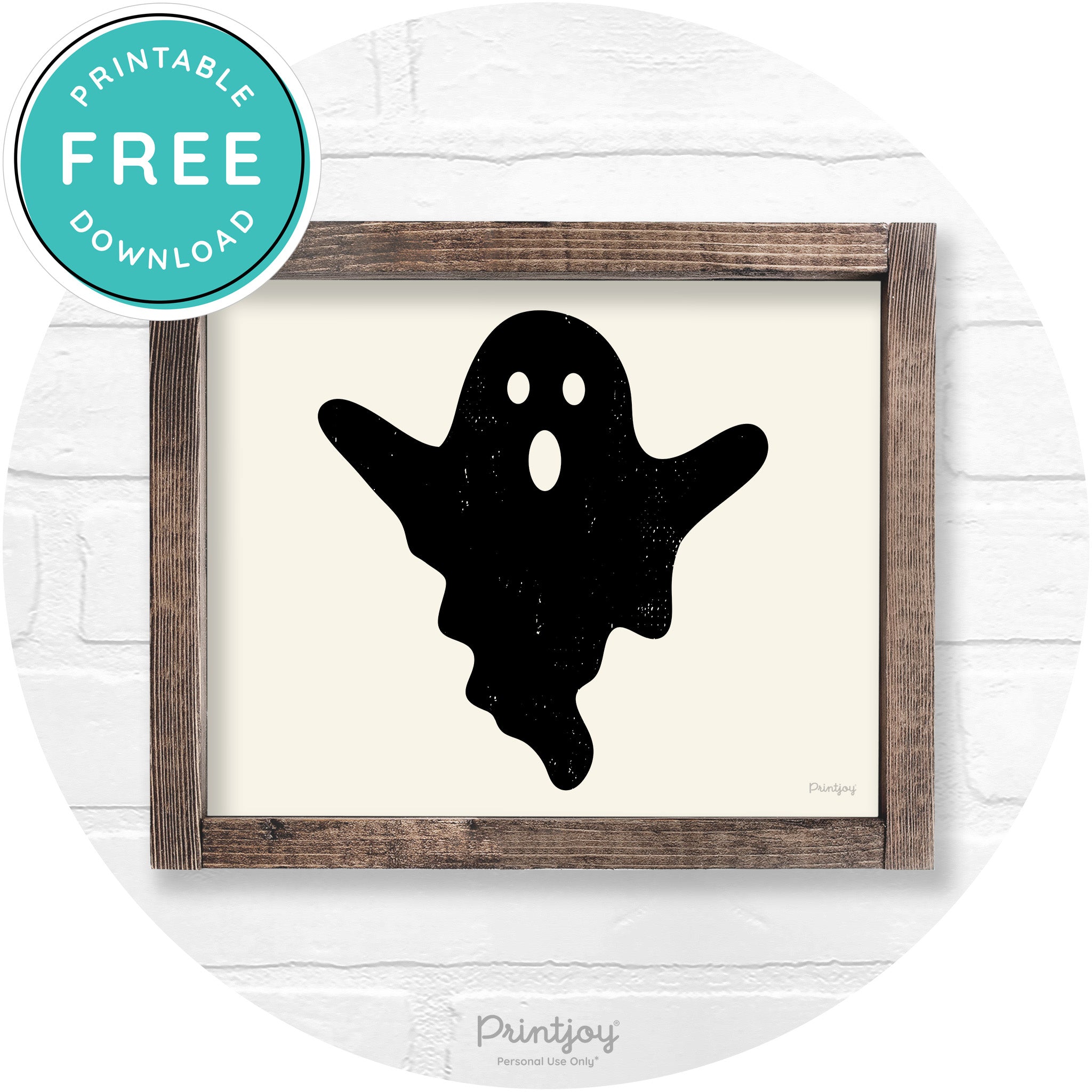 Halloween Cute Ghost Rustic Farmhouse Wall Art Free Printable - Printjoy