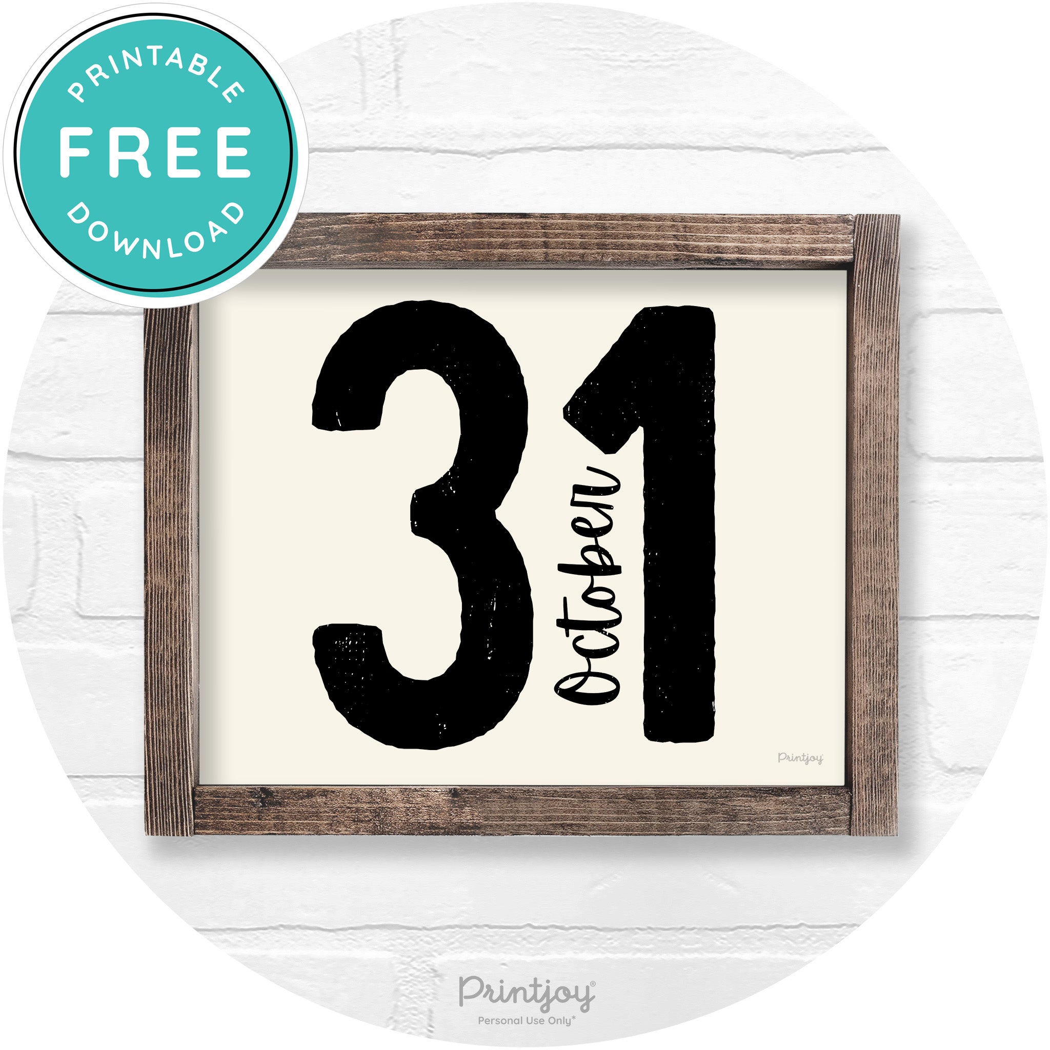 October 31 Halloween Rustic Farmhouse Wall Art Free Printable - Printjoy