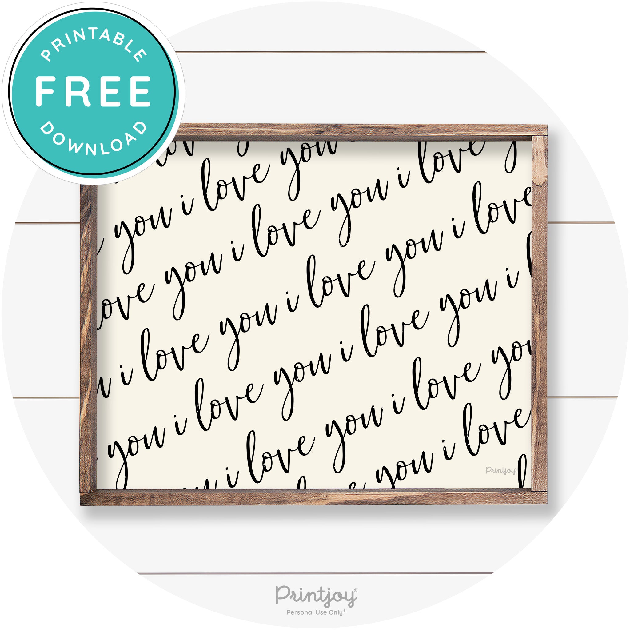 I Love You Pattern Cute Couples Farmhouse Wall Art Free Printable - Printjoy