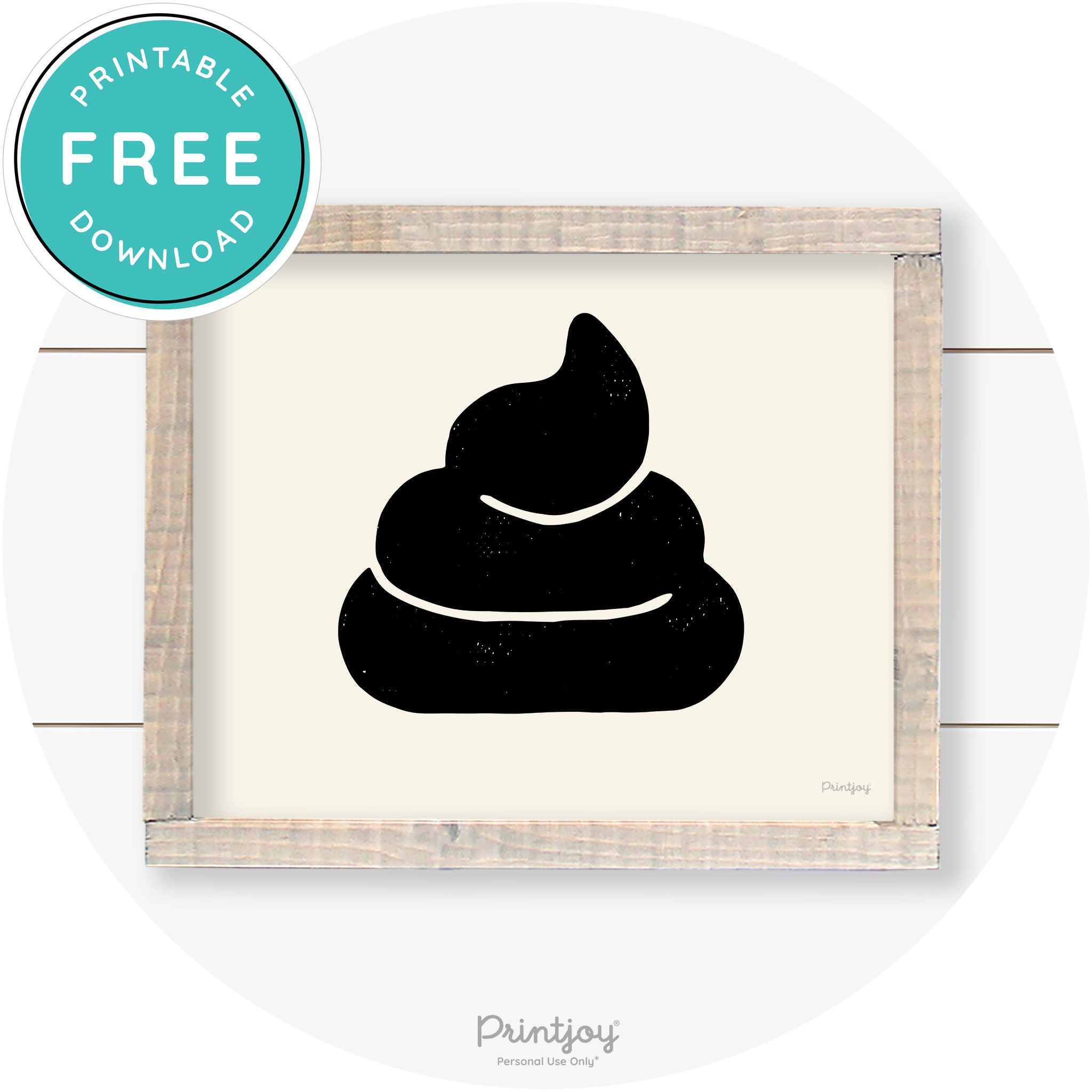 Poop Emoji Silhouette Funny Bathroom Sign Wall Art Free Printable - Printjoy