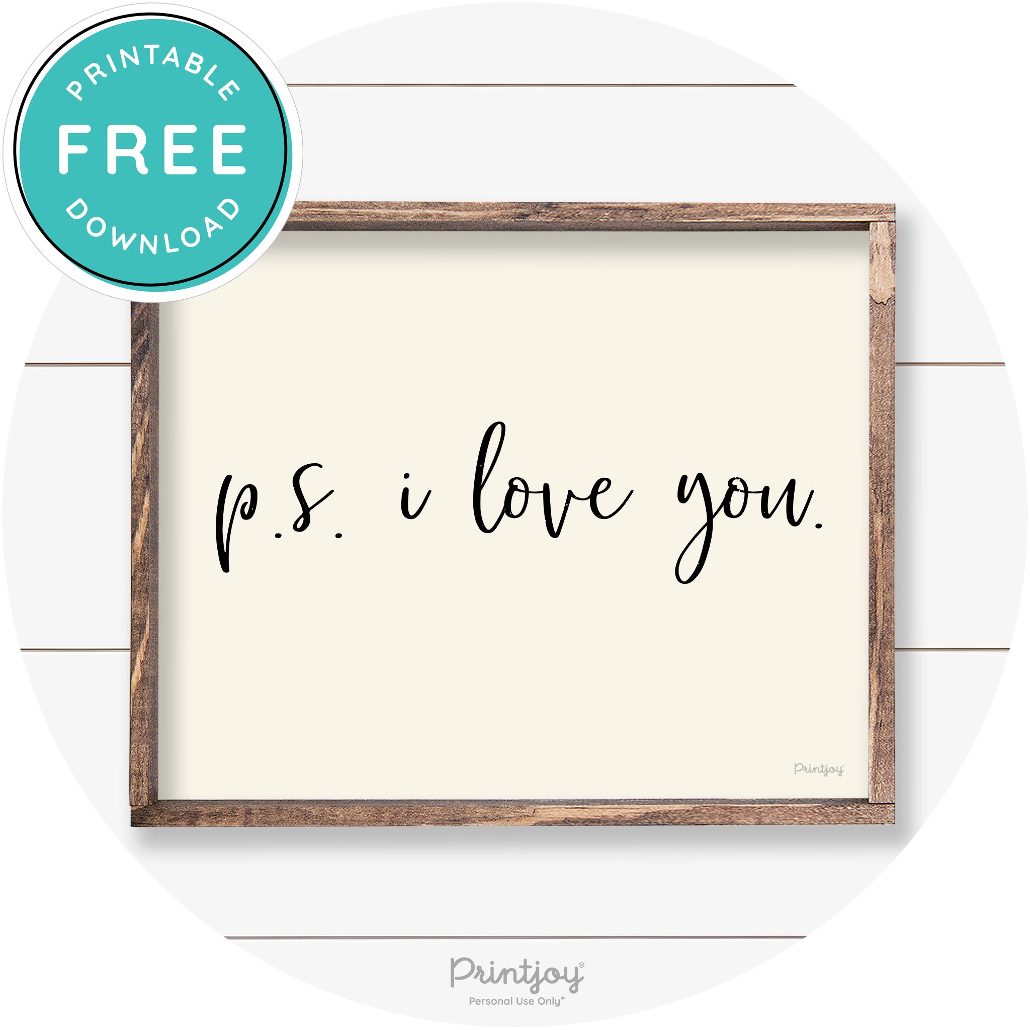 P.S. I Love You Cute Couples Farmhouse Wall Art Decor Free Printable - Printjoy