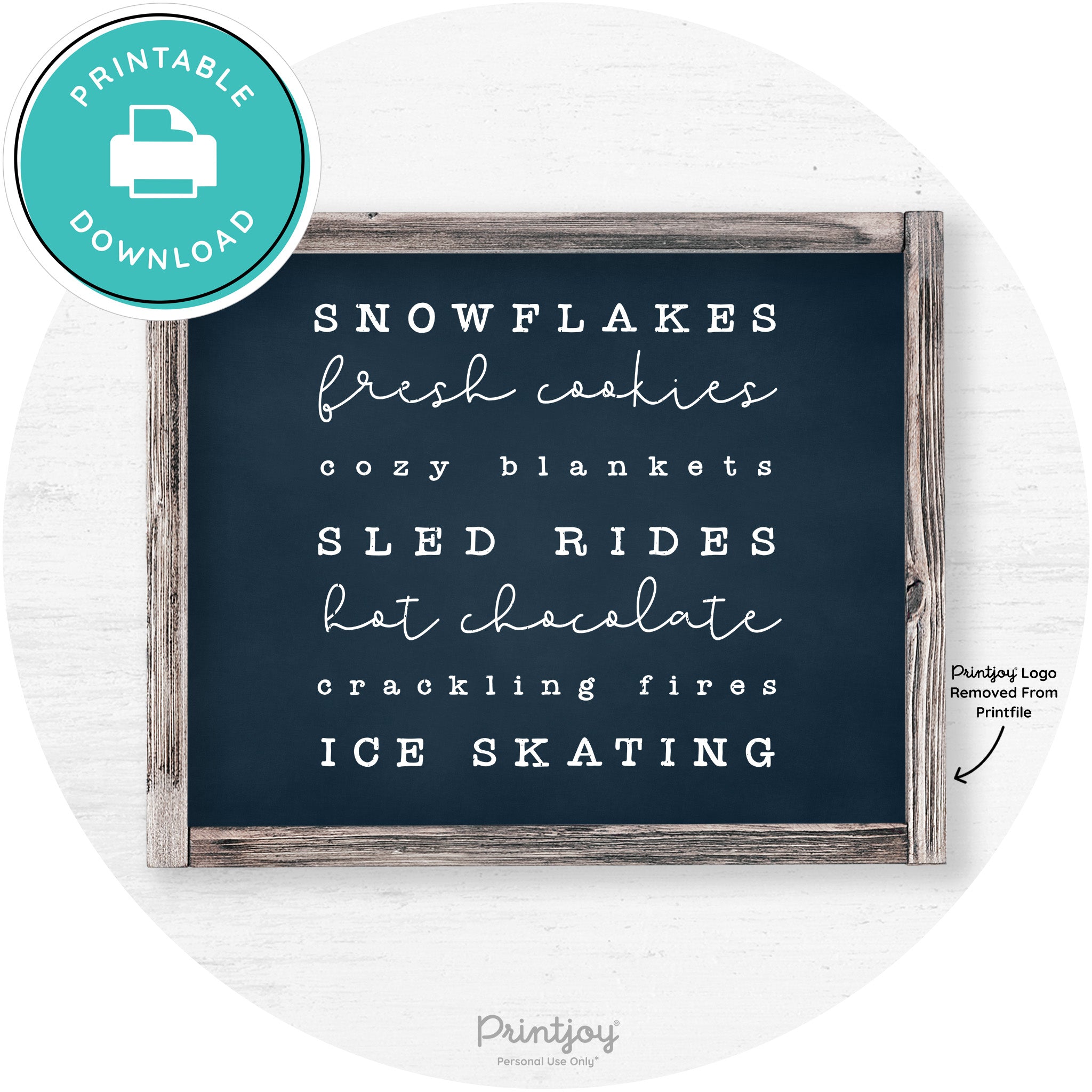 Winter Favorite Things Rustic Farmhouse Wall Art Decor Free Printable - Printjoy