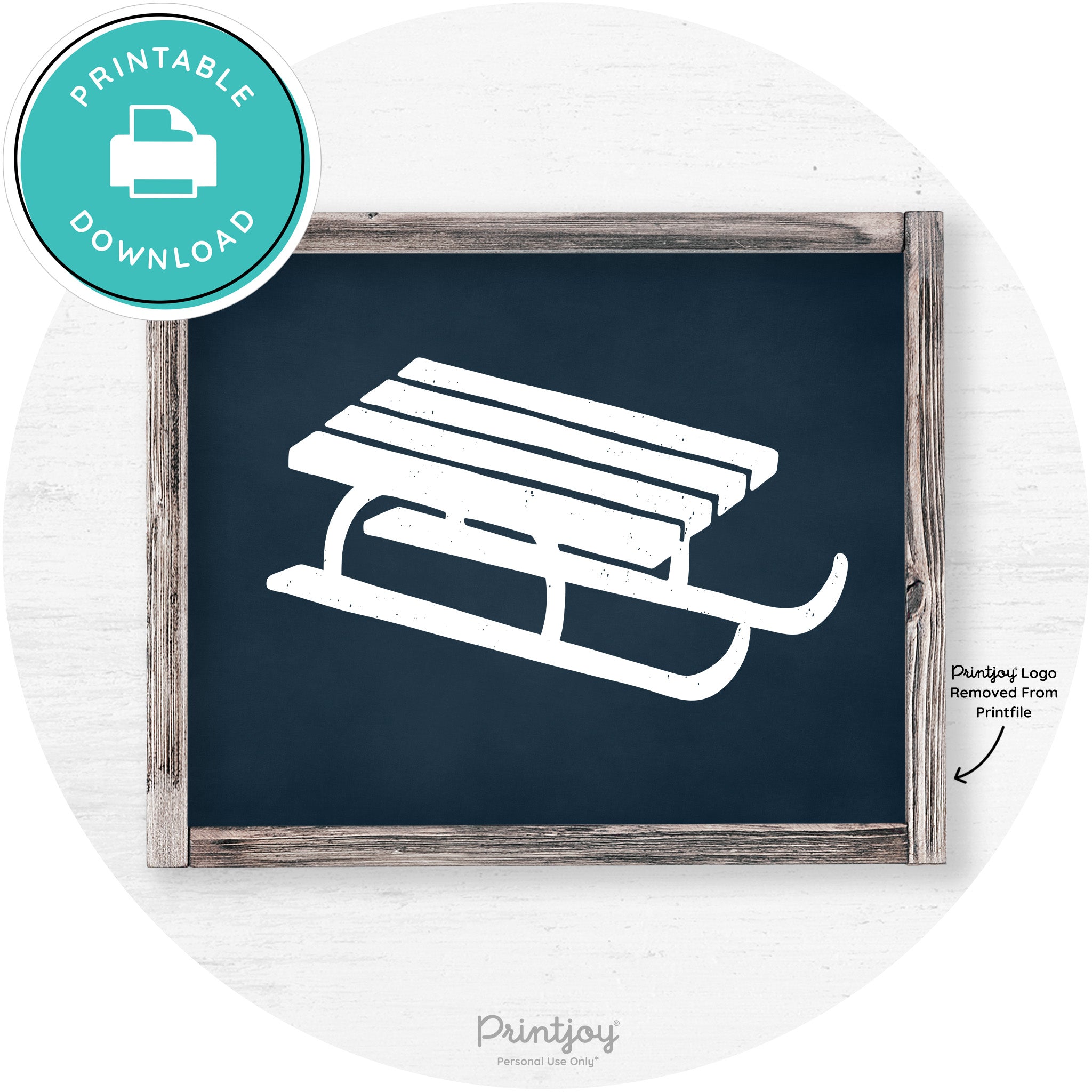 Winter Old Fashioned Sled Rustic Farmhouse Wall Art Free Printable - Printjoy