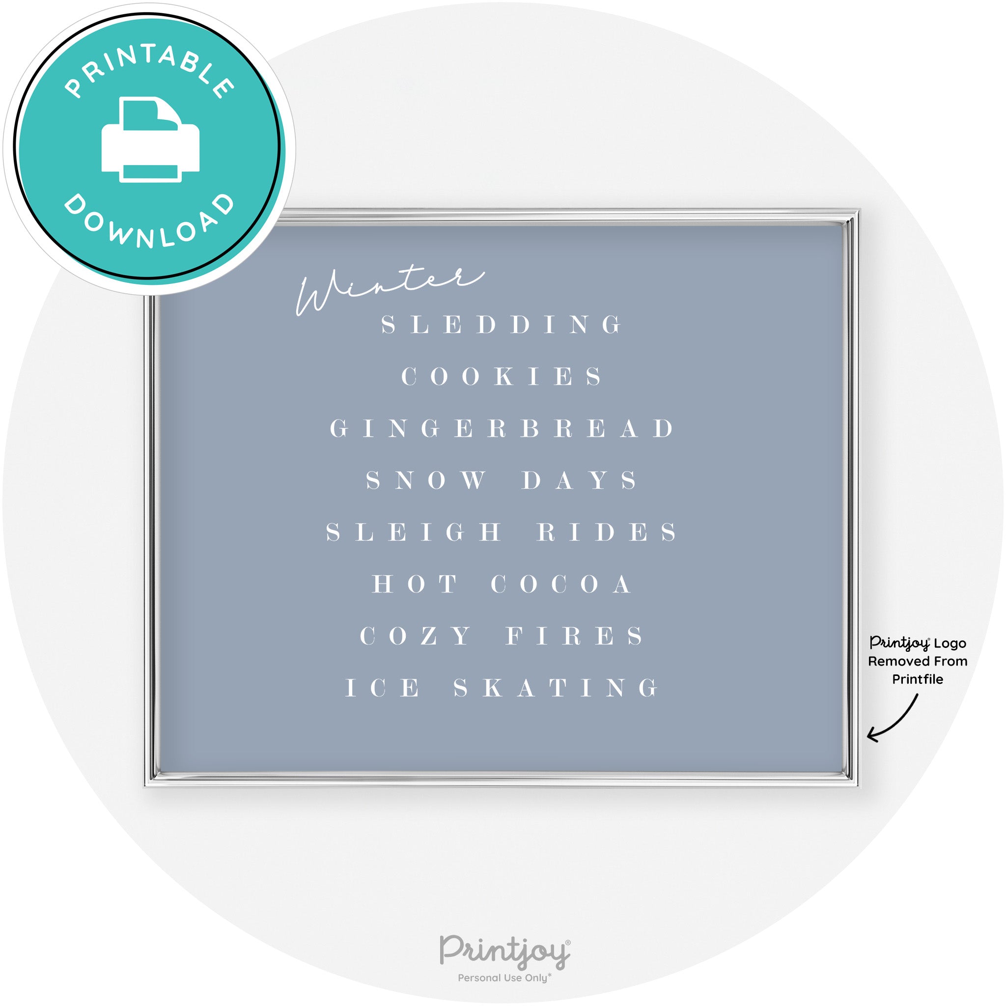 Winter Favorite Things Modern Chic Wall Art Decor Free Printable - Printjoy