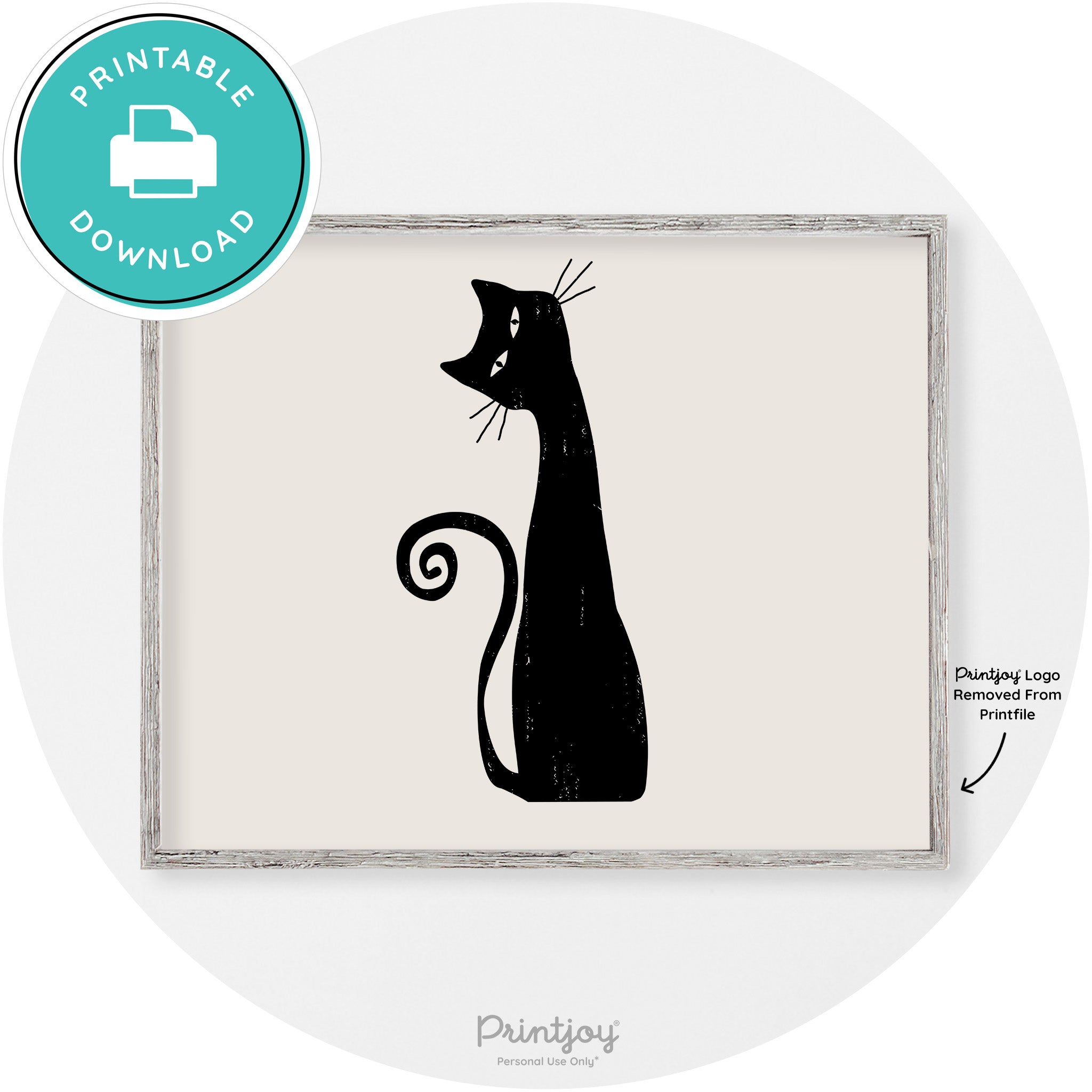 Creepy Skinny Cat Modern Vintage Halloween Wall Art Free Printable - Printjoy
