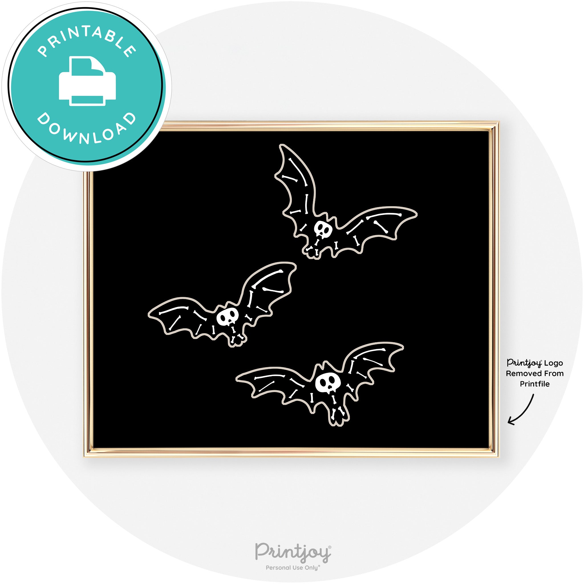 Skeleton Bats Spooky Fun Cute Chic Halloween Wall Art Free Printable - Printjoy