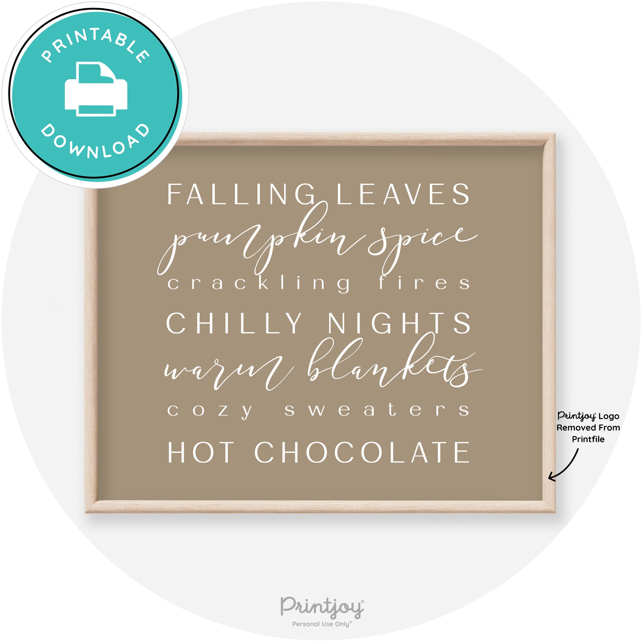 Fall Favorite Things Modern Transitional Decor Wall Art Free Printable - Printjoy
