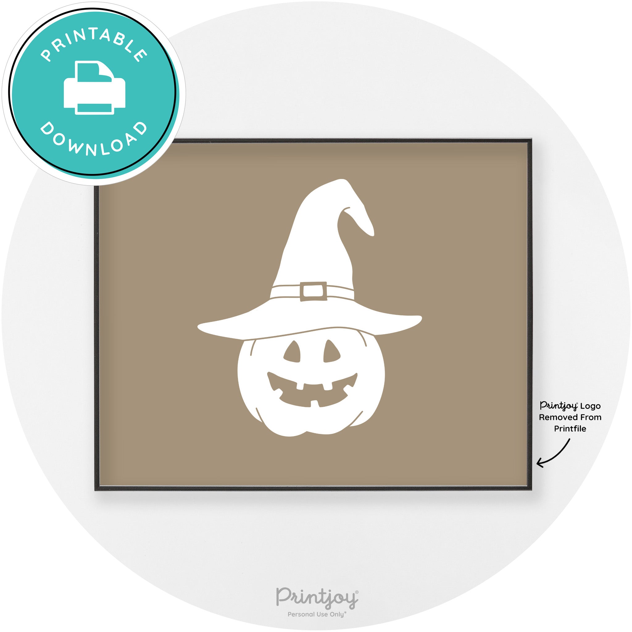 Halloween Cute Witch Jack O Lantern Chic Wall Art Printable - Printjoy