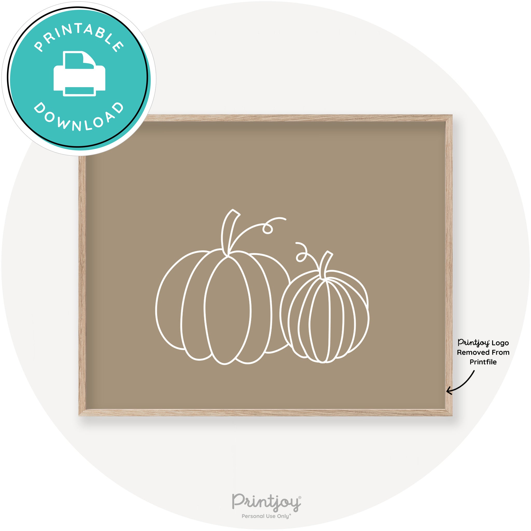Pumpkin Pair Line Art Cute Fall Modern Chic Wall Art Printable - Printjoy
