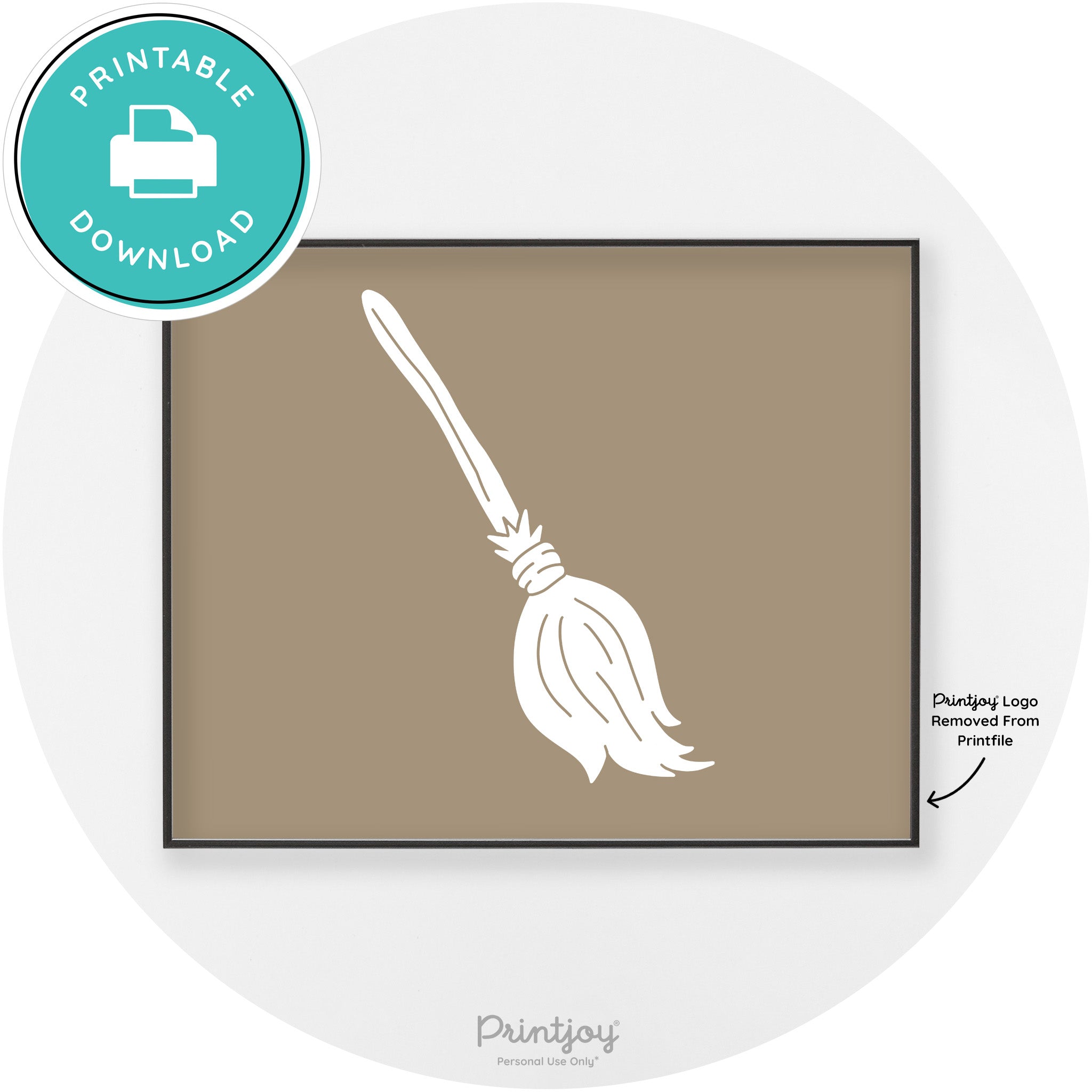 Witches Broom Halloween Cute Modern Chic Wall Art Free Printable - Printjoy