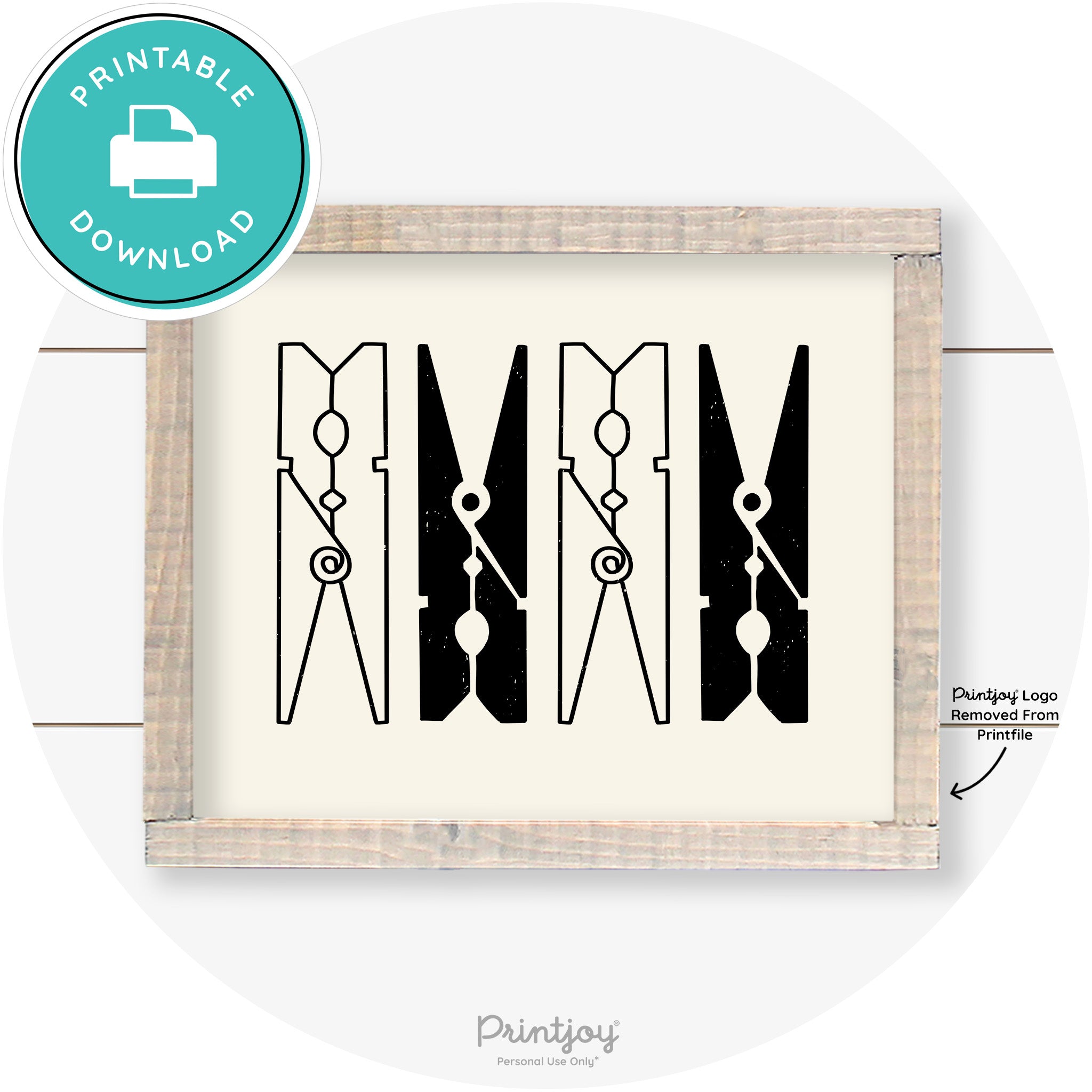 Clothespins Cute Laundry Room Farmhouse Wall Art Free Printable - Printjoy