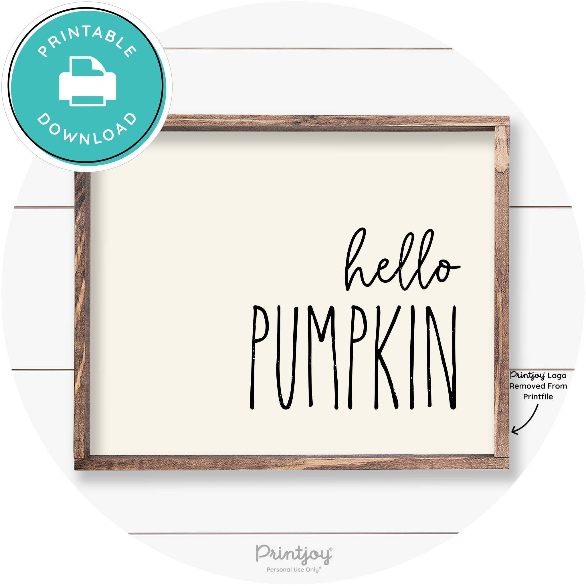 Hello Pumpkin Cute Fun Simple Farmhouse Wall Art Free Printable - Printjoy