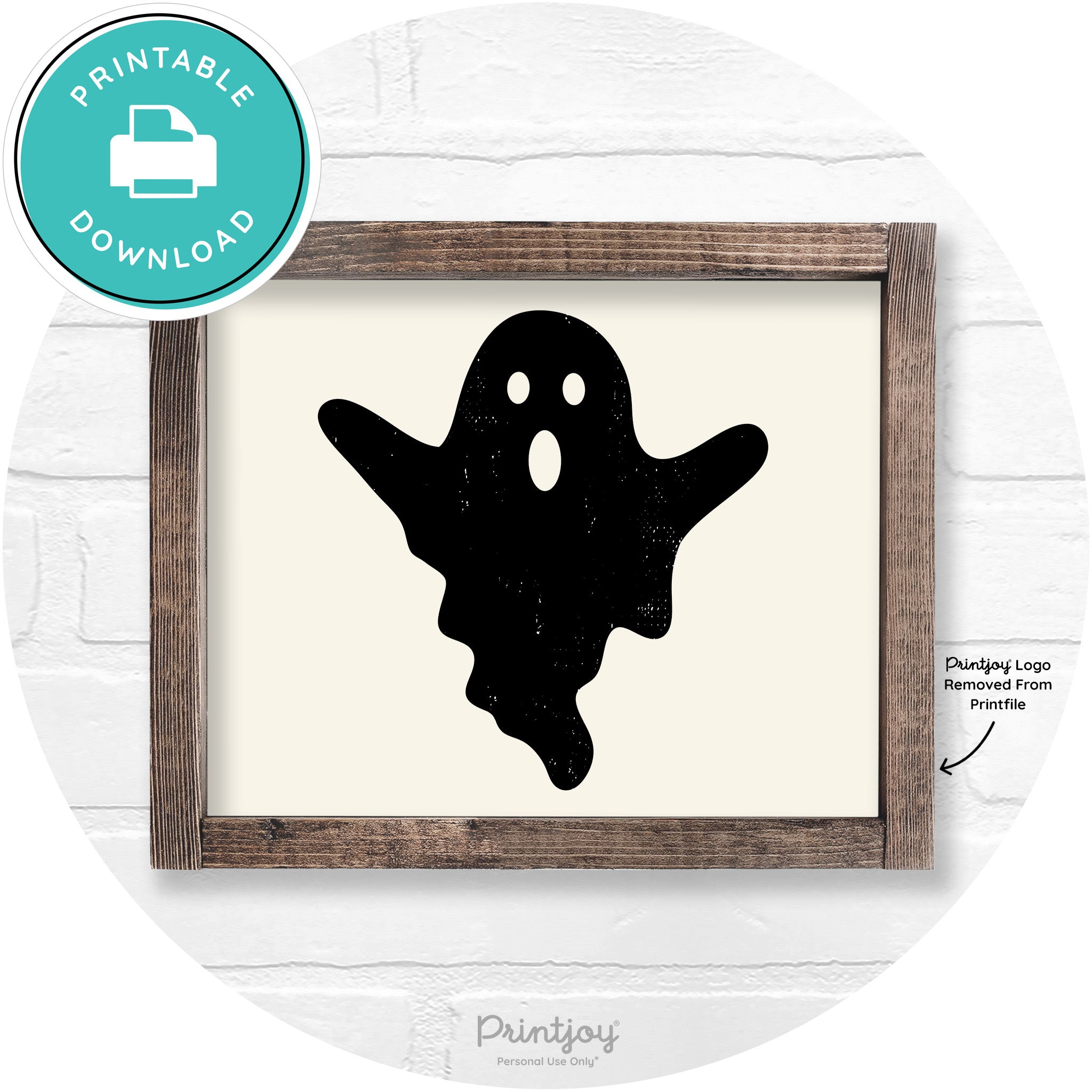 Halloween Cute Ghost Rustic Farmhouse Wall Art Free Printable - Printjoy