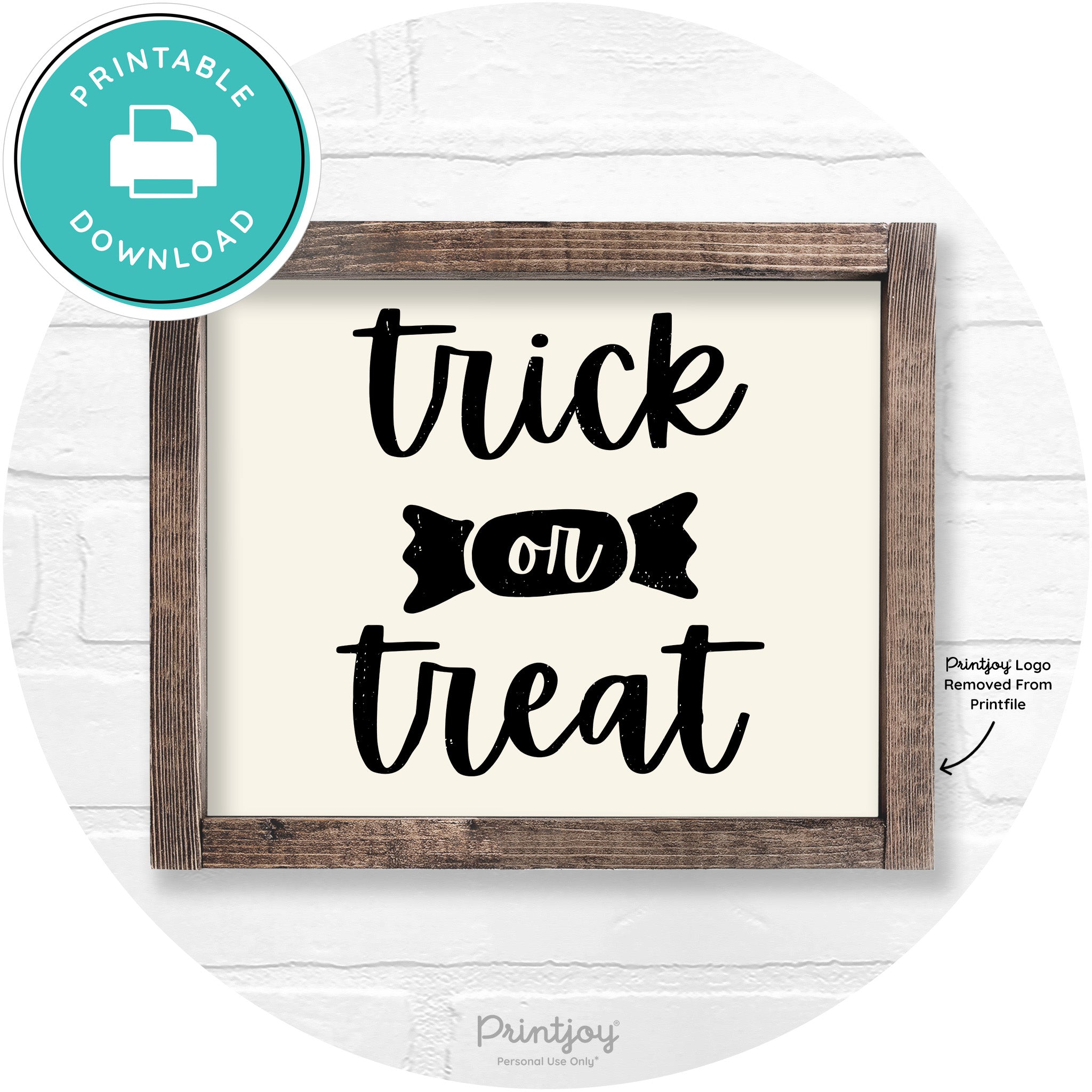 Trick Or Treat Halloween Rustic Farmhouse Wall Art Free Printable - Printjoy