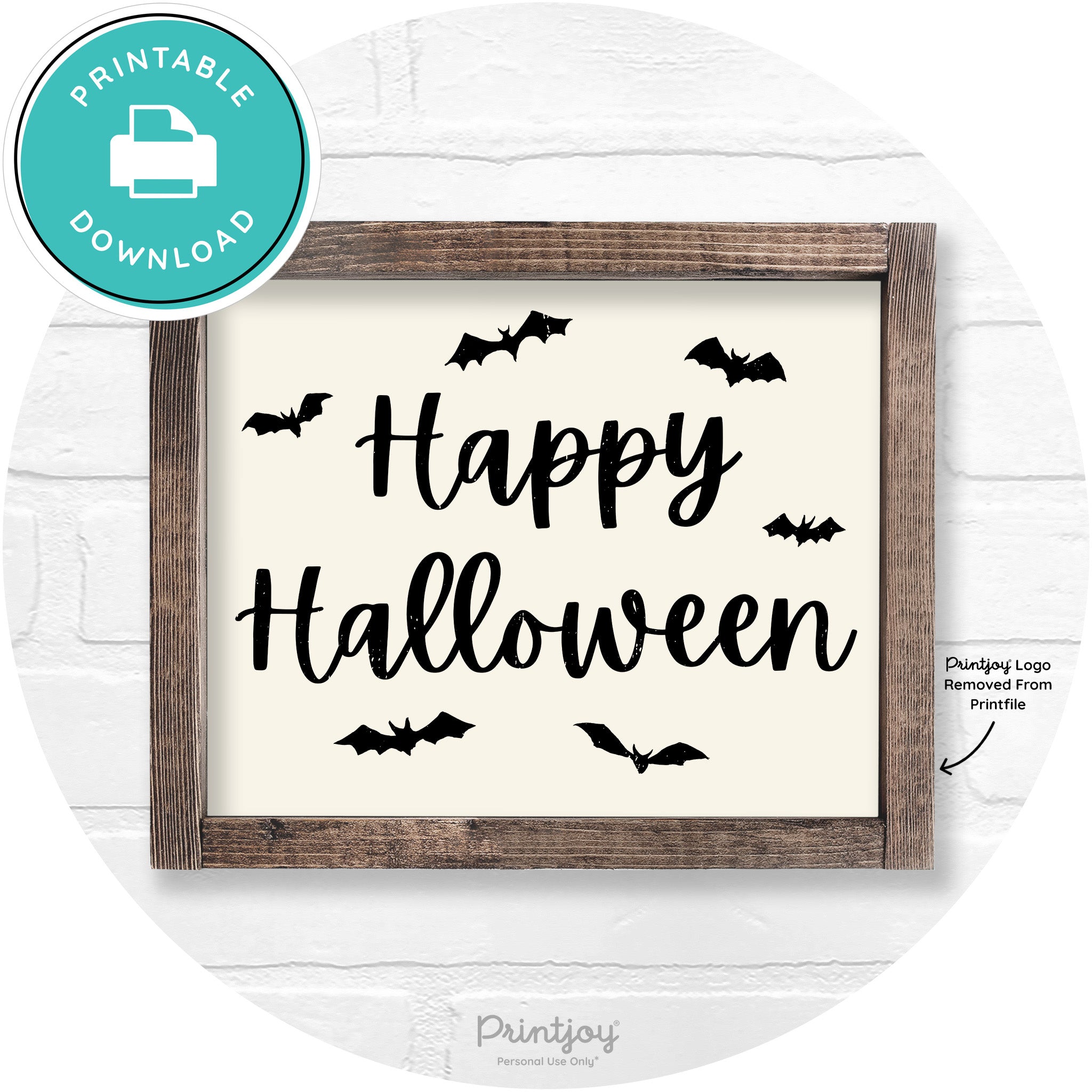 Happy Halloween Bats Rustic Farmhouse Wall Art Free Printable - Printjoy