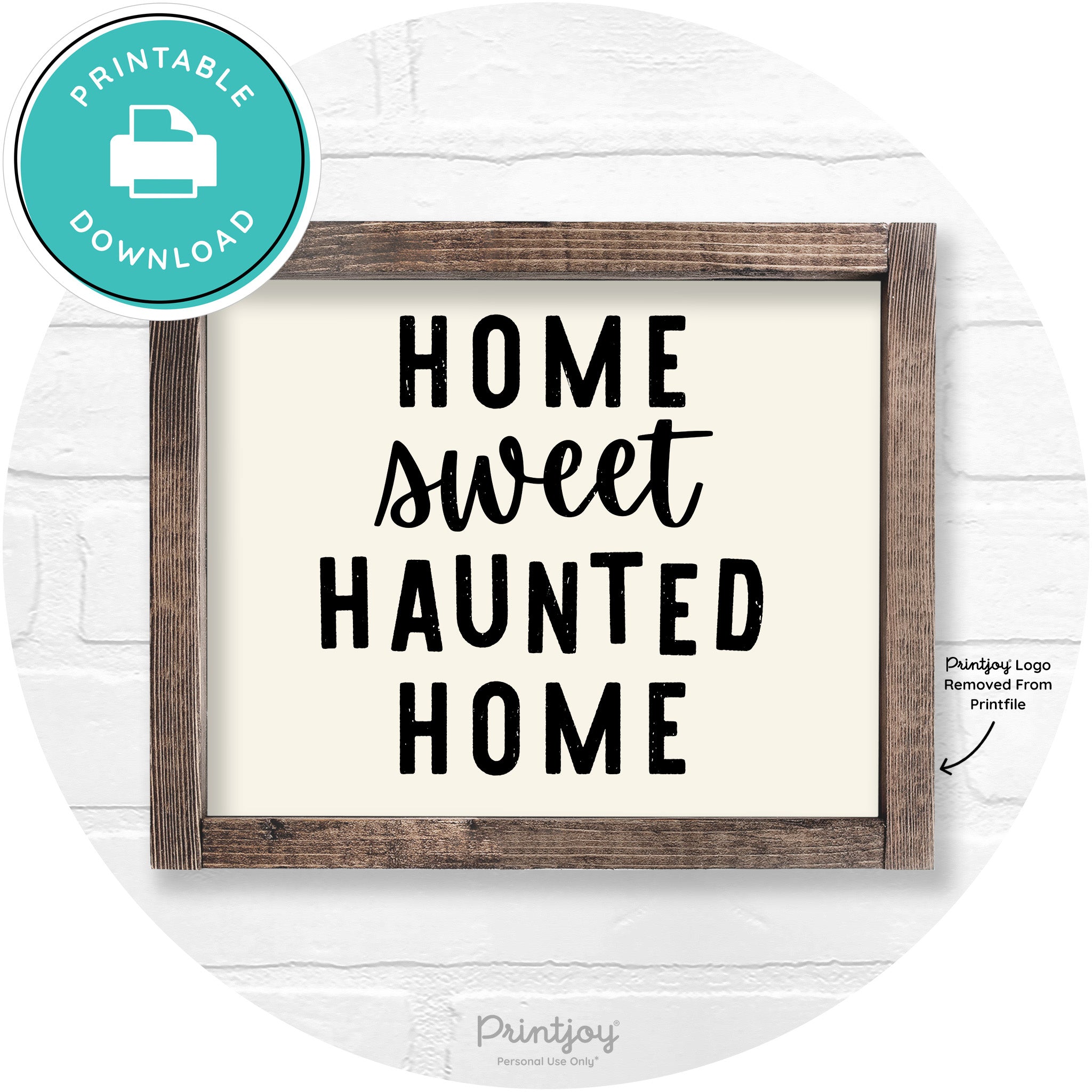 Home Sweet Haunted Home Rustic Halloween Wall Art Free Printable - Printjoy