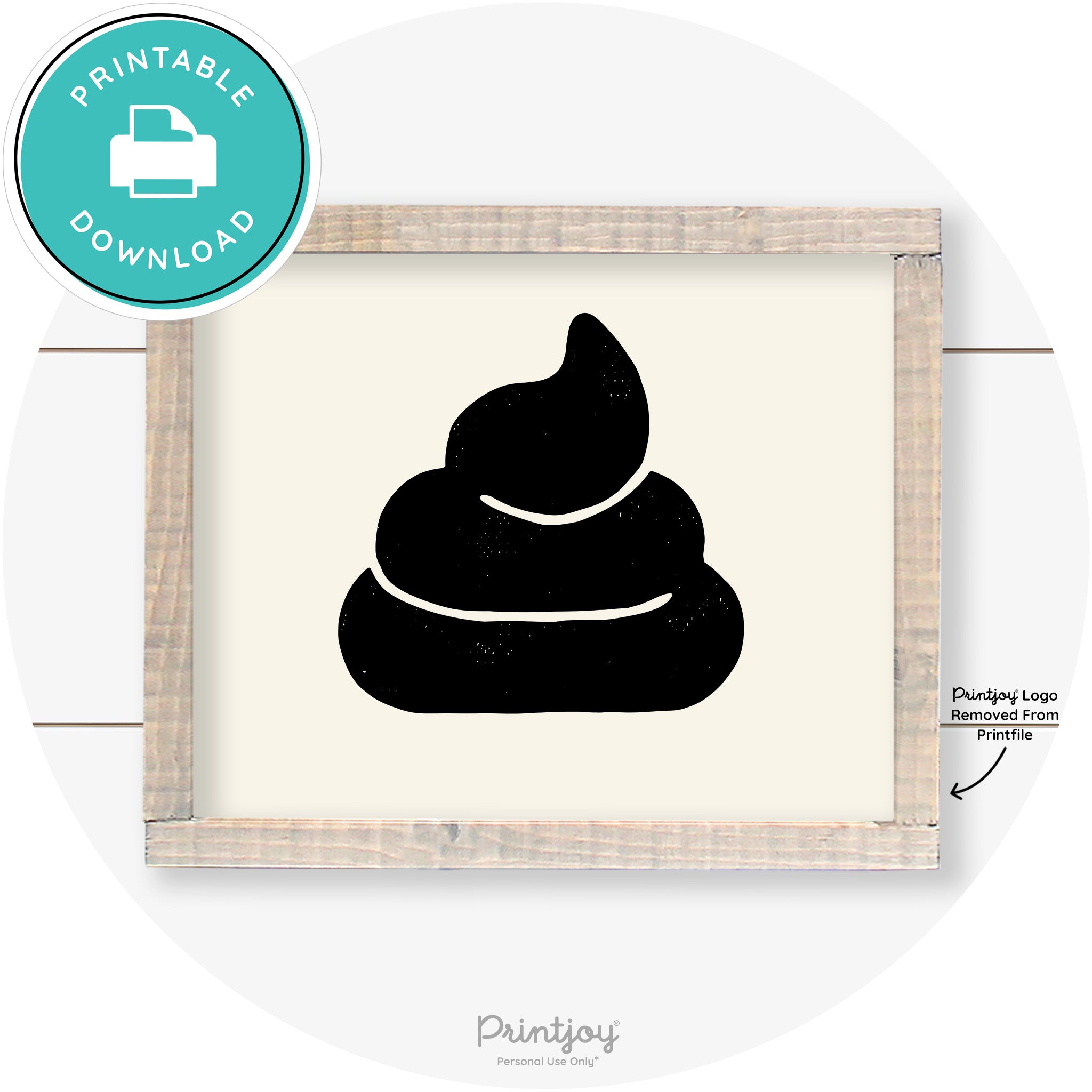 Poop Emoji Silhouette Funny Bathroom Sign Wall Art Free Printable - Printjoy