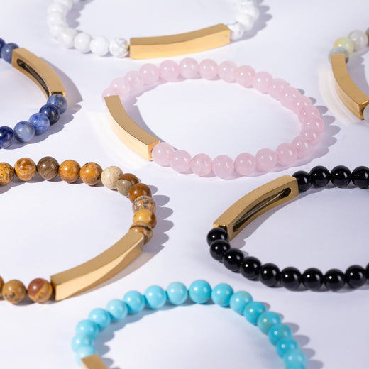 Personalized Natural Stone Engraved Bracelet