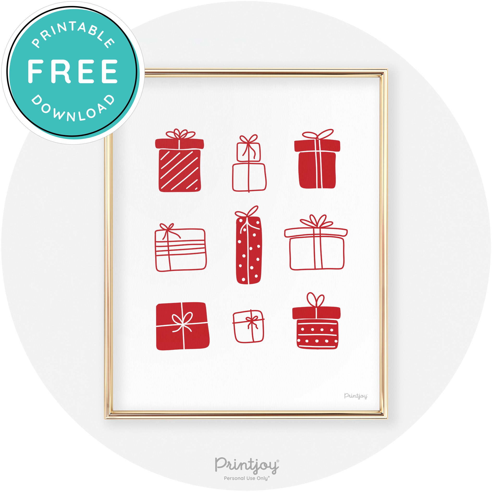 Presents Christmas Gifts Cute Modern Chic Wall Art Free Printable - Printjoy