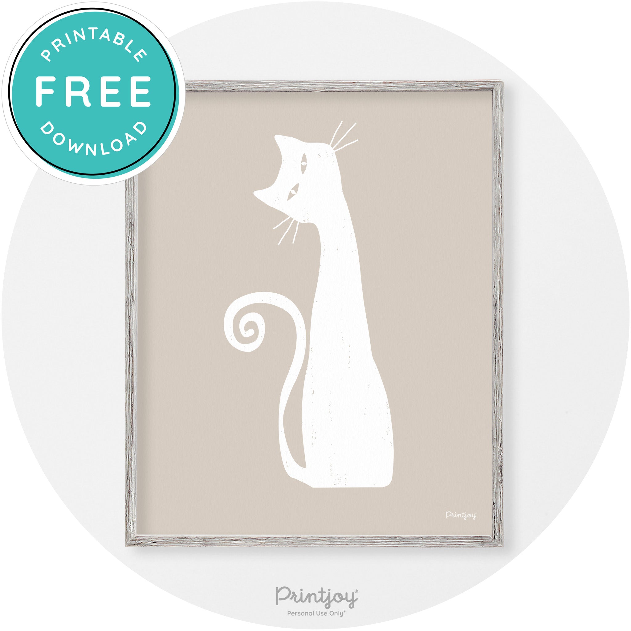 Creepy Skinny Cat Modern Vintage Halloween Wall Art Free Printable - Printjoy
