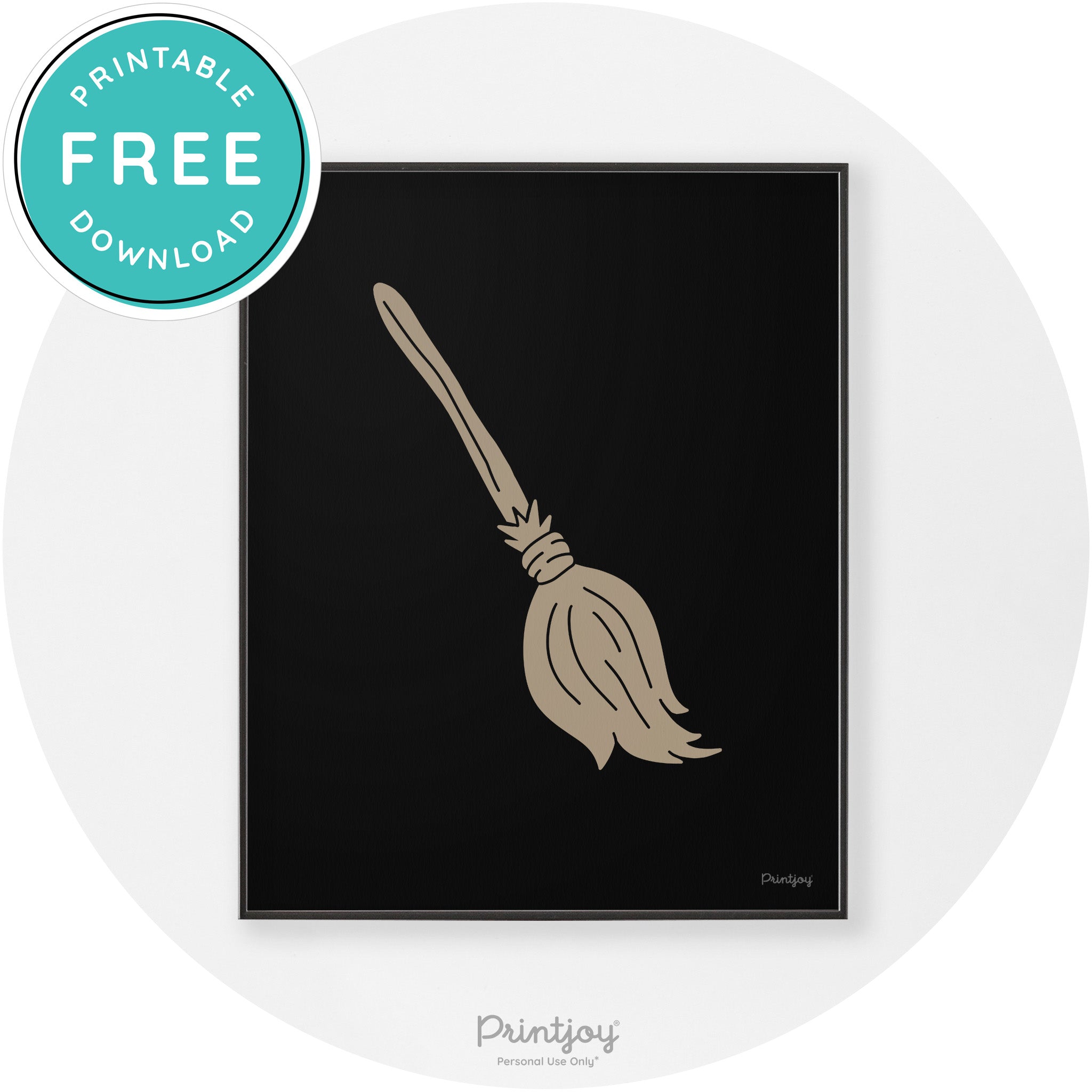 Witches Broom Halloween Cute Modern Chic Wall Art Free Printable - Printjoy
