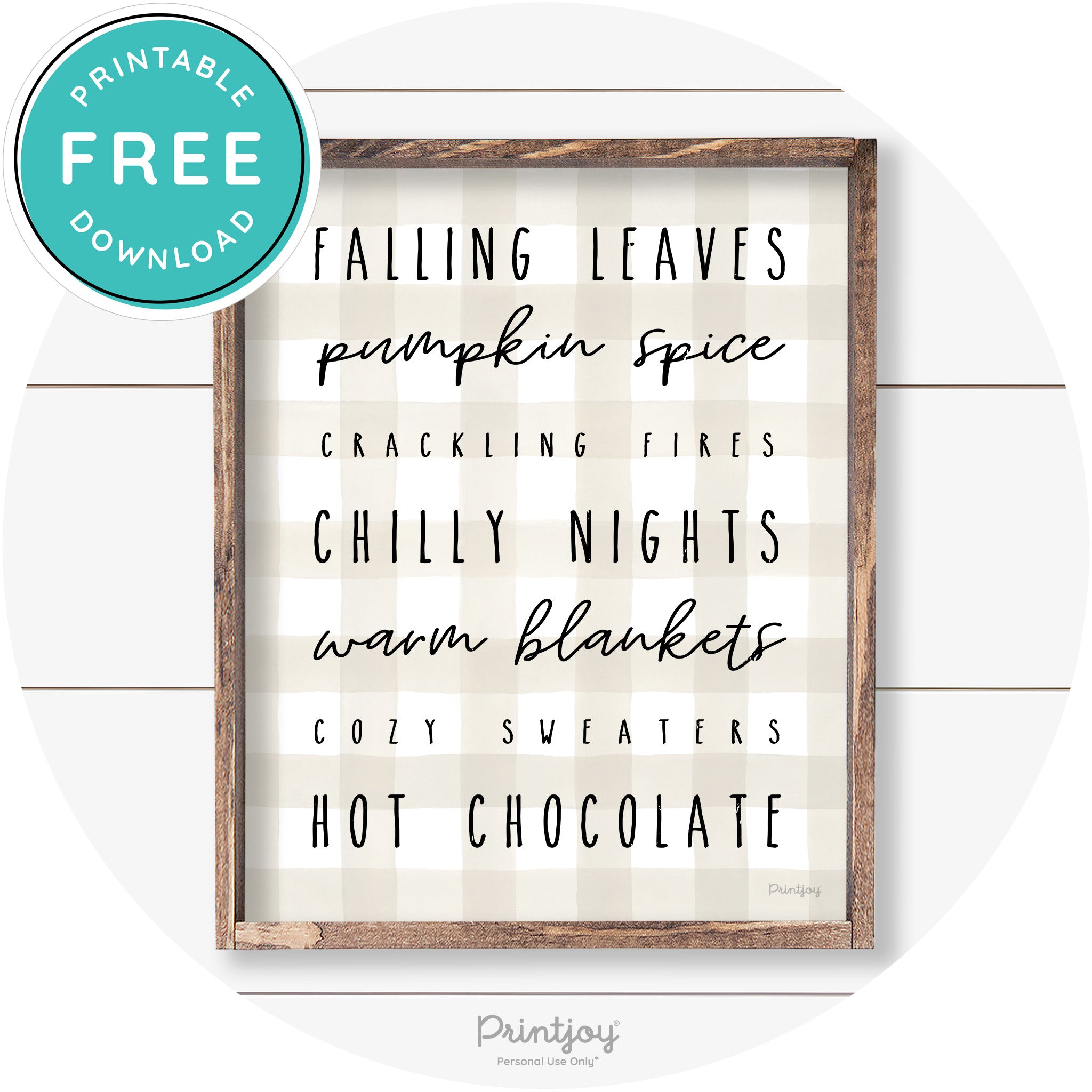 Fall Favorite Things Cute Farmhouse Autumn Wall Art Free Printable - Printjoy